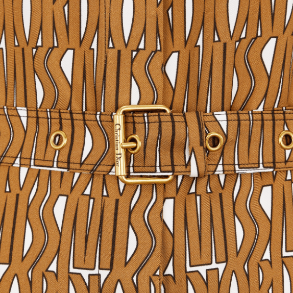 Dior o1w1db11225 451R45 Belted Mini Shirt Dress in Camel/White Size L / US 10 / IT 46 - 3 Thumbnail