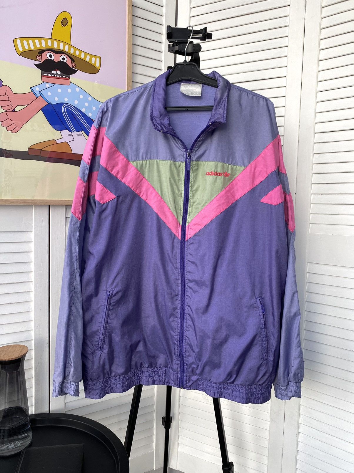Adidas × Vintage Vintage Adidas Track Retro Jacket Nylon 90s Purple Size US M / EU 48-50 / 2 - 1 Thumbnail