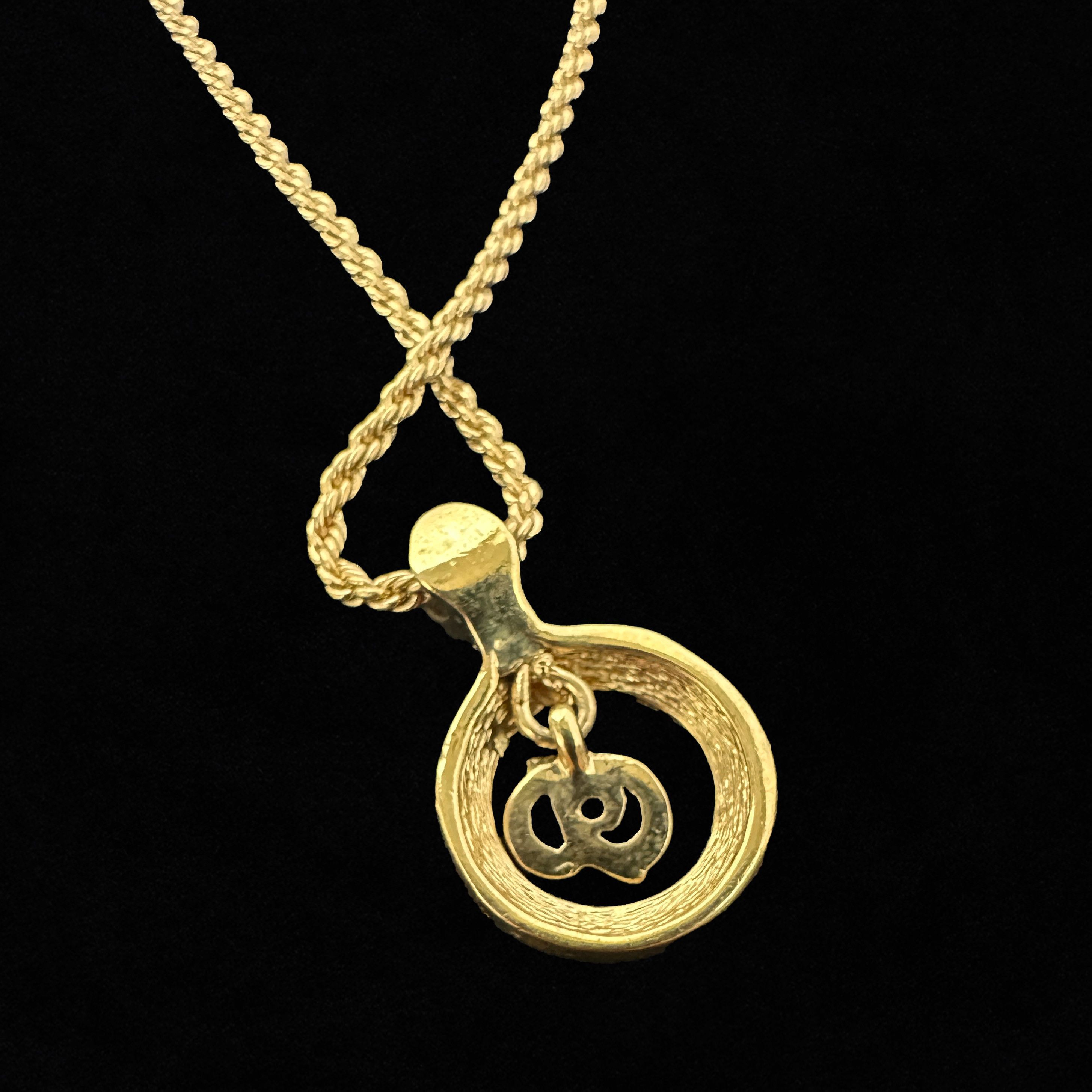 Dior Vintage Christian Dior CD Logo Crystal Accent Gold Necklace Size ONE SIZE - 6 Thumbnail