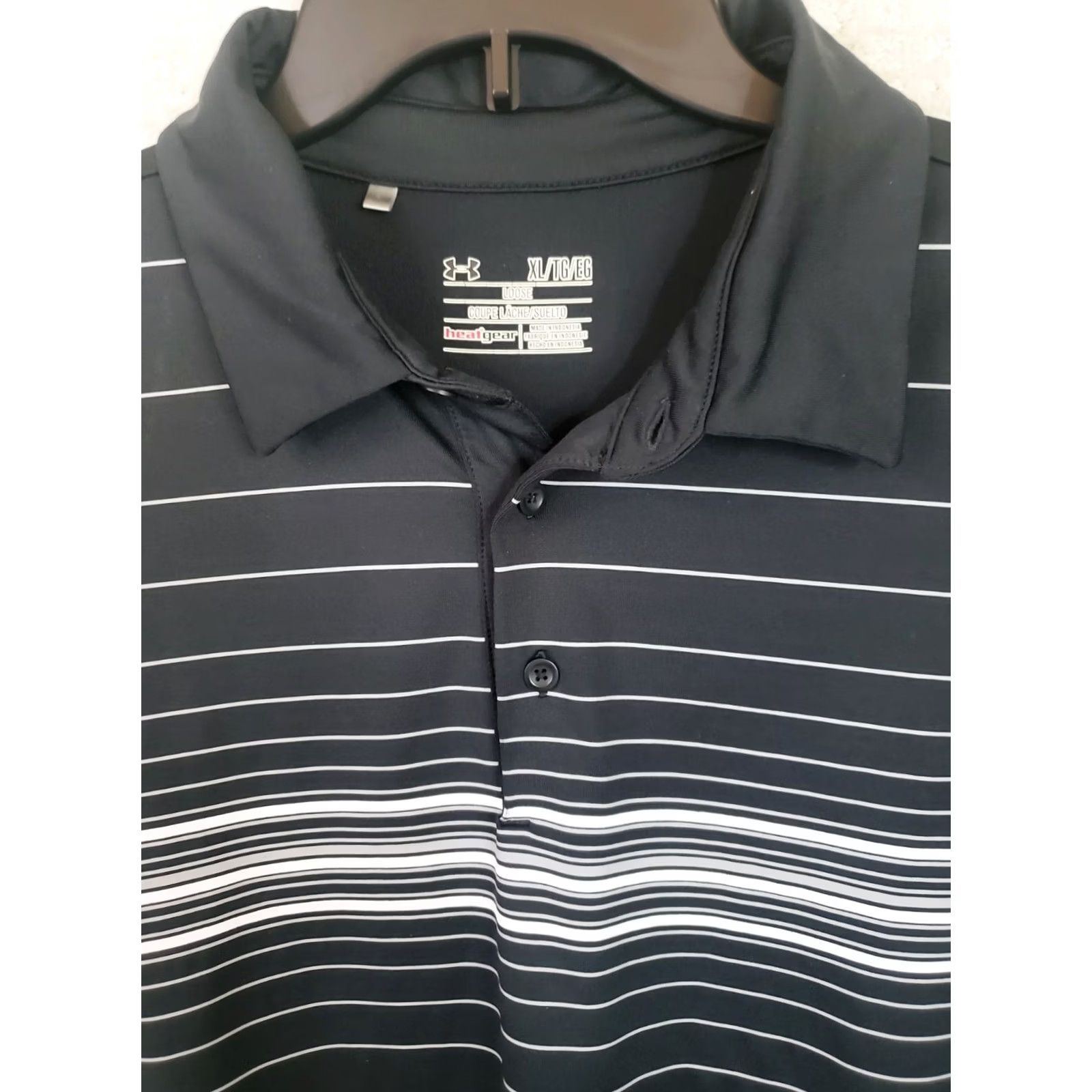 Under Armour Under Armour HeatGear Polo Shirt Striped Chest Logo Mens XL Black White Polo Shirt Golf Casual Athletic Size US XL / EU 56 / 4 - 3 Thumbnail