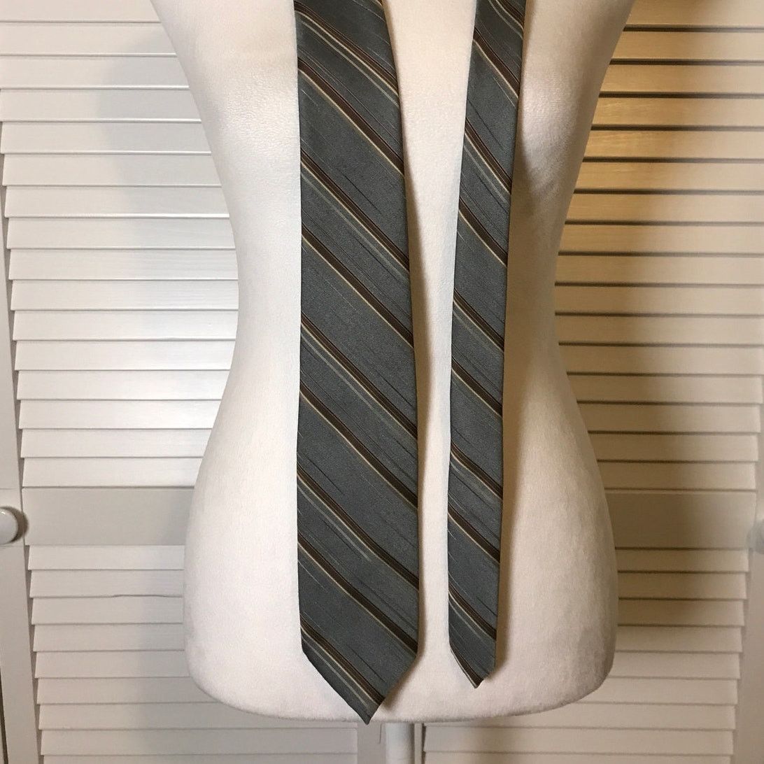 Other Wembley Gray Brown Striped Short Classic Men Necktie Size ONE SIZE - 3 Thumbnail