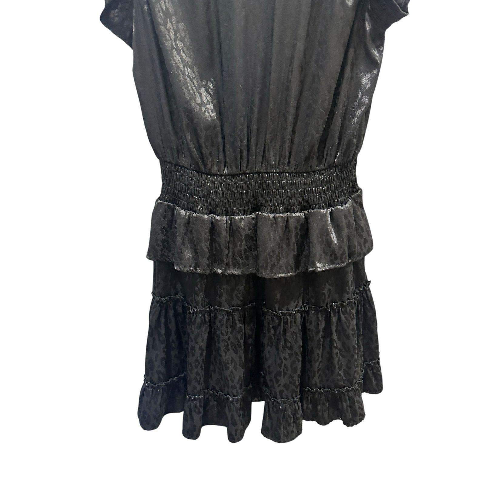 Other Entro Cheetah Print Short Sleeve Ruffled Tiered V-Neck Dress Size M / US 6-8 / IT 42-44 - 10 Thumbnail