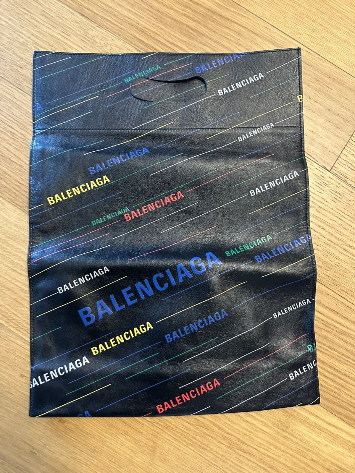 Balenciaga Veau Mousse Multicolor Logo Print Bag Shopper Black Size ONE SIZE - 2 Thumbnail