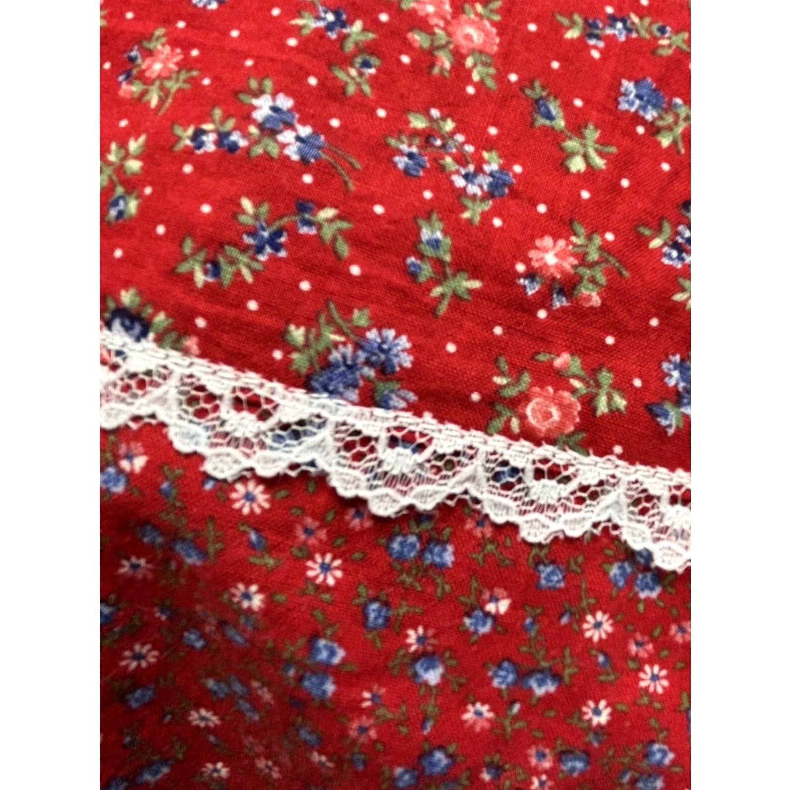 Vintage VINTAGE Eber San Francisco Prairie Floral Dress Set Girls Size 7 Red Cotton 1980s Size ONE SIZE - 5 Thumbnail