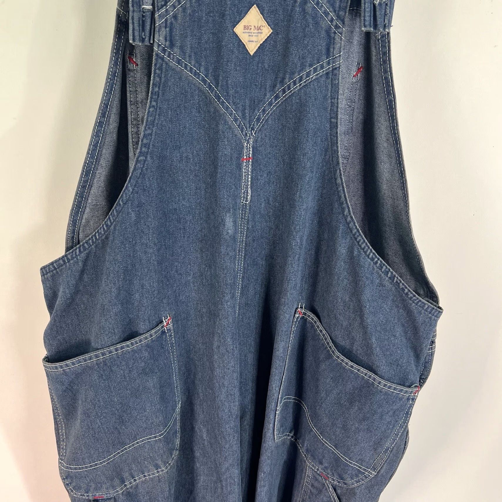 Vintage BIG MAC Denim Bibs Mens XL Blue 42X29 Regular Carpenter Jeans Size US 36 / EU 52 - 7 Thumbnail