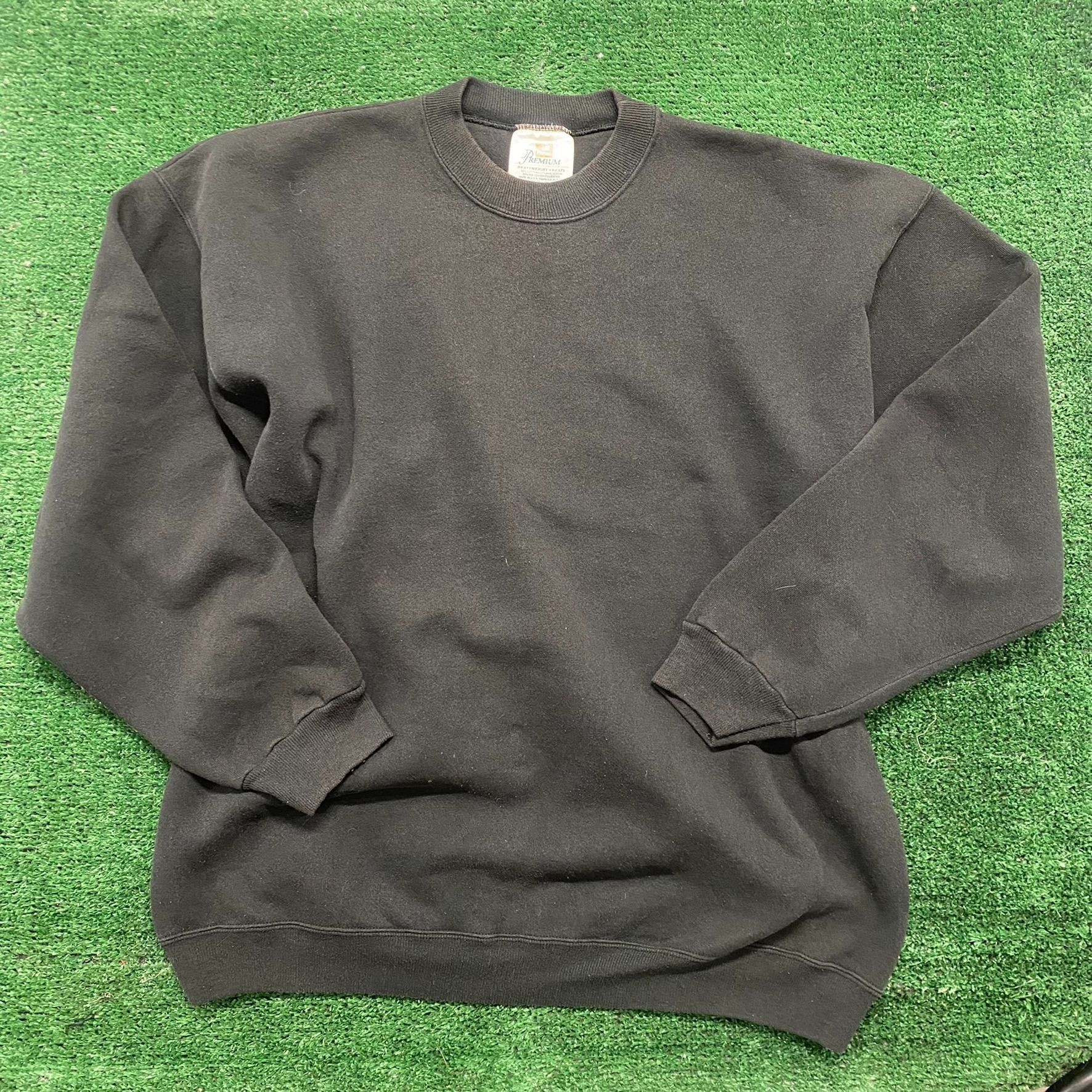 Hanes Vintage 90s Plain Black Crewneck Sun Faded Blank Sweatshirt Size US XL / EU 56 / 4 - 6 Thumbnail