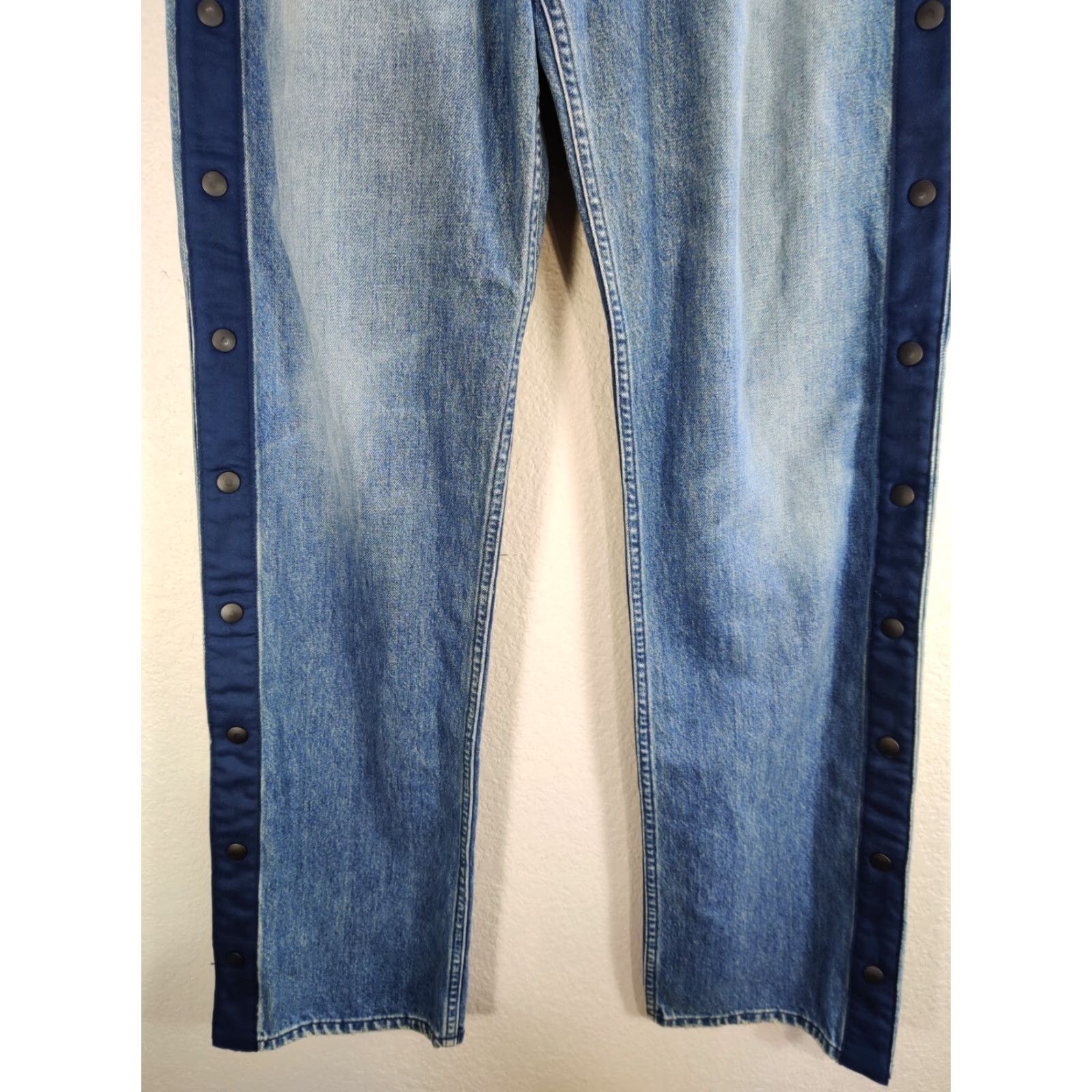 3x1 3x1 NYC Denim Blue Side Snap Jeans Women Sz 27 Straight Inseam 32 NWT Size 27" / US 4 / IT 40 - 4 Thumbnail