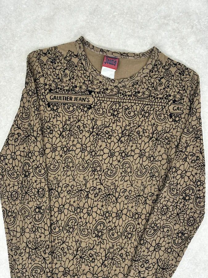 Jean Paul Gaultier 2000s Jean Paul Gaultier Khaki Tattoo Floral Maxi Dress Size S / US 4 / IT 40 - 7 Thumbnail