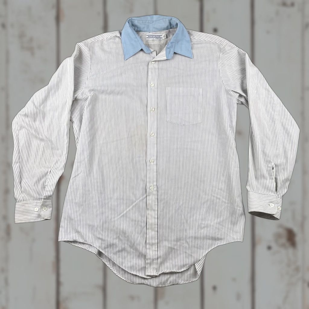 Vintage VINTAGE No Fade Button Shirt Long Sleeve Striped Collared White XL-2XL Men SS Size US XL / EU 56 / 4 - 1 Thumbnail