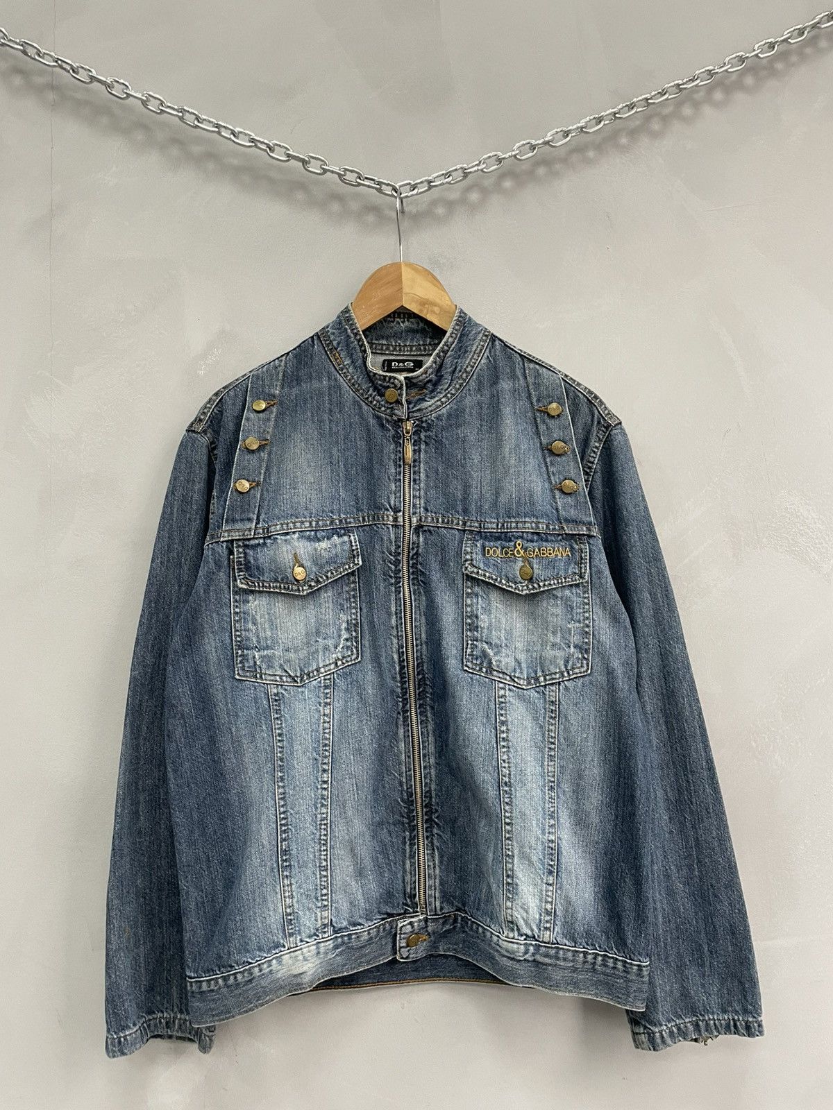 Dolce & Gabbana Rare distressed denim dolce gabbana y2k jacket front logo Size US M / EU 48-50 / 2 - 2 Thumbnail