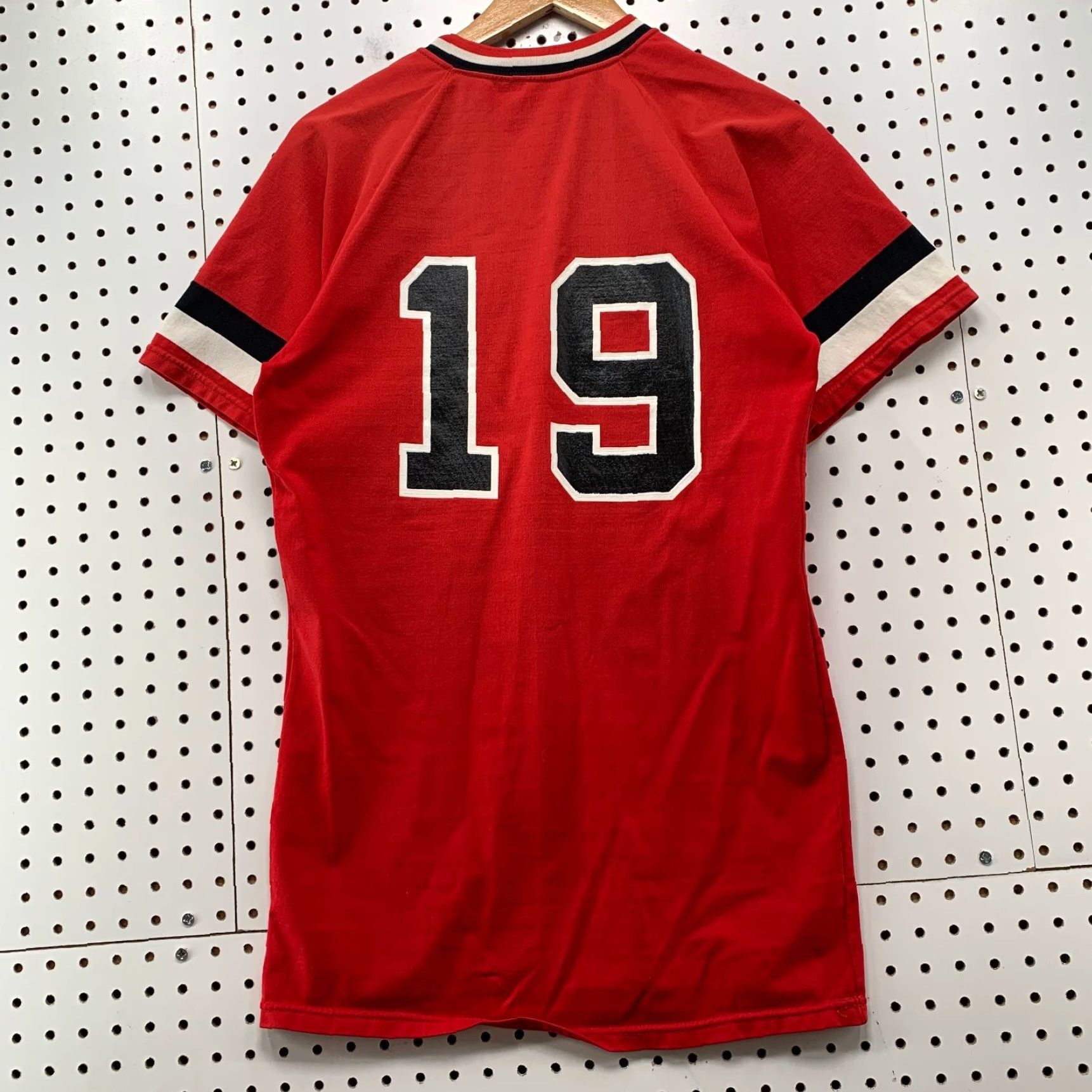 Vintage VINTAGE Sand Knit Baseball Jersey Mens M Red 70s 19 Made USA Size US M / EU 48-50 / 2 - 2 Thumbnail