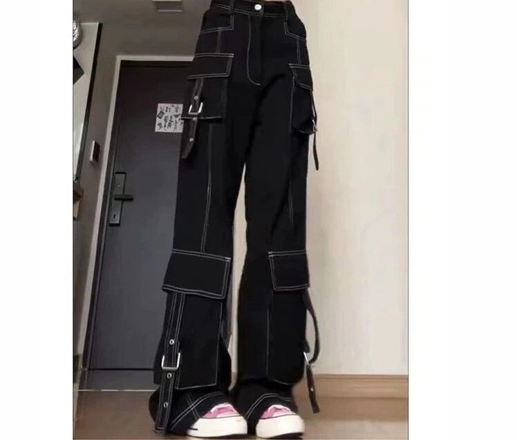 image of Baggy Cargo Techwear Hippie Pants in Black, Men's (Size 29)