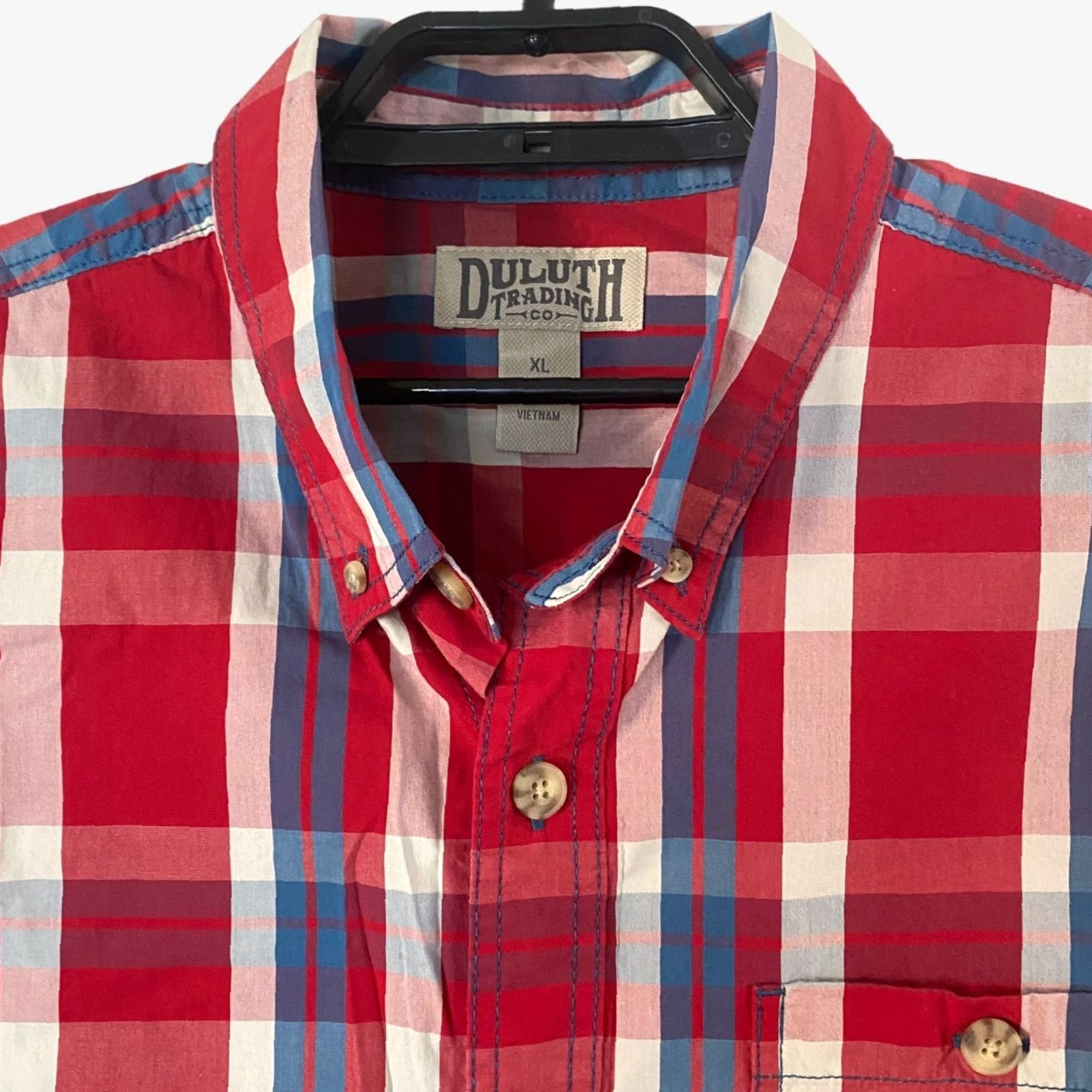 Duluth Trading Company Duluth Trading Co. Button Down Shirt Mens XL Red Plaid Short Sleeve Work Pocket Shirt Size US XL / EU 56 / 4 - 5 Thumbnail