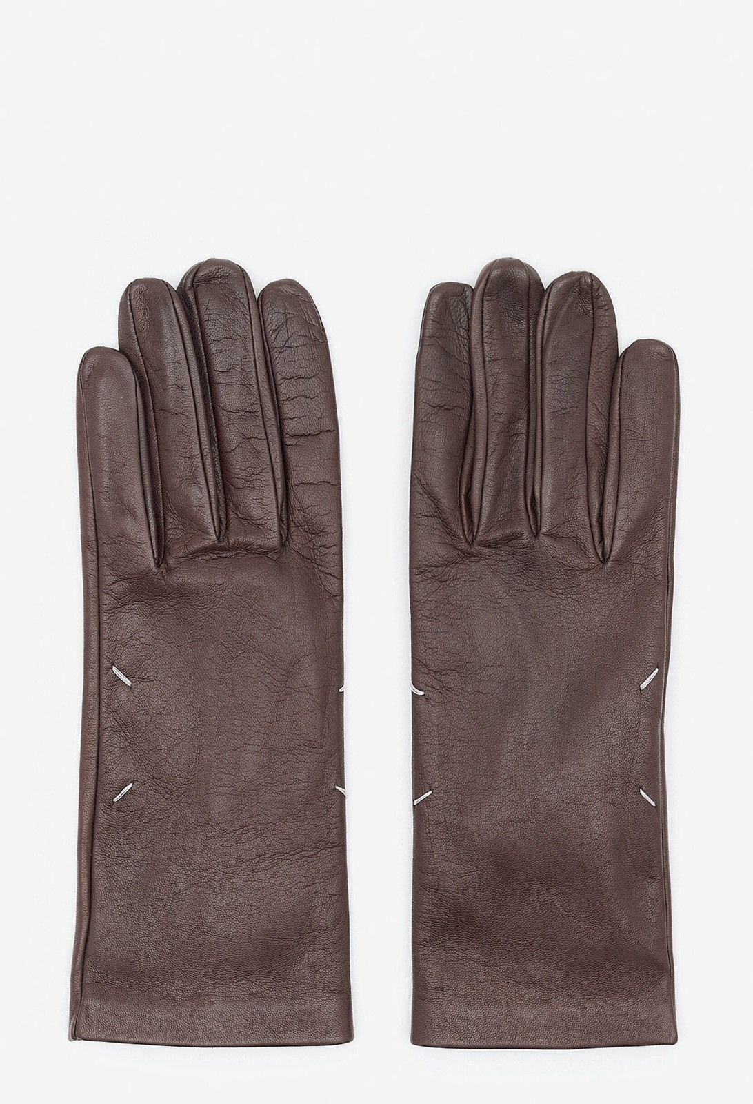 Maison Margiela Last Maison Margiela Brown Leather Four Stitches Gloves Size ONE SIZE - 1 Thumbnail