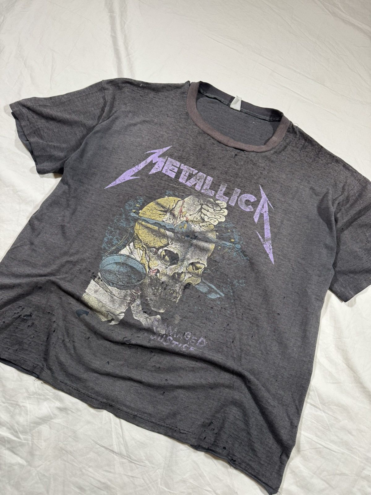 Band Tees Vintage 80s Metallica Pushead Thrashed ERD Style Band Tee Size US XL / EU 56 / 4 - 2 Thumbnail