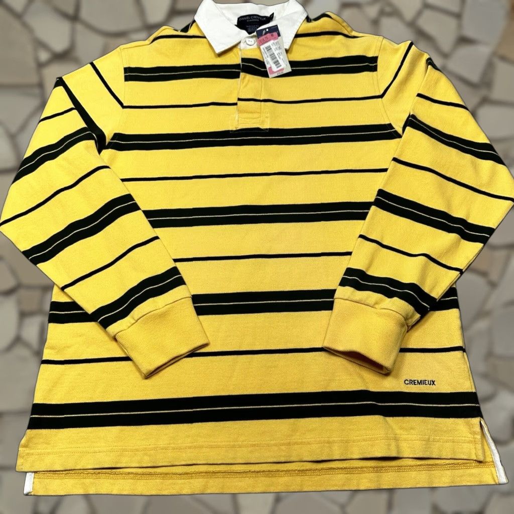 VINTAGE Cremieux Rugby Shirt Men Medium Yellow Green Classic 2000s