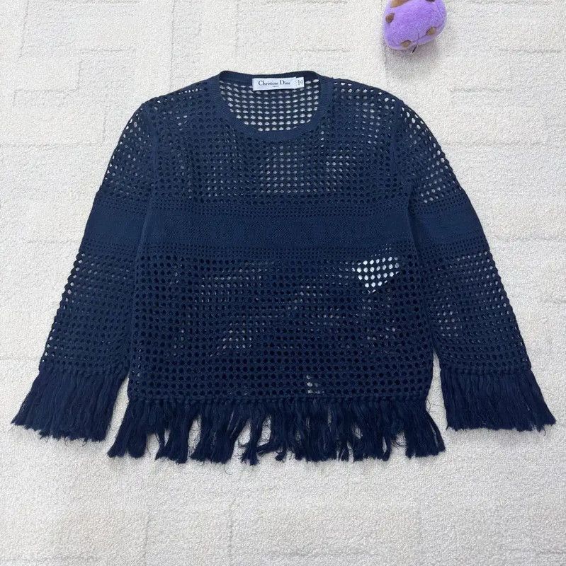 Dior Dior Women's Navy Cropped Top with Fringe 0089 Size XS / US 0-2 / IT 36-38 - 1 Thumbnail
