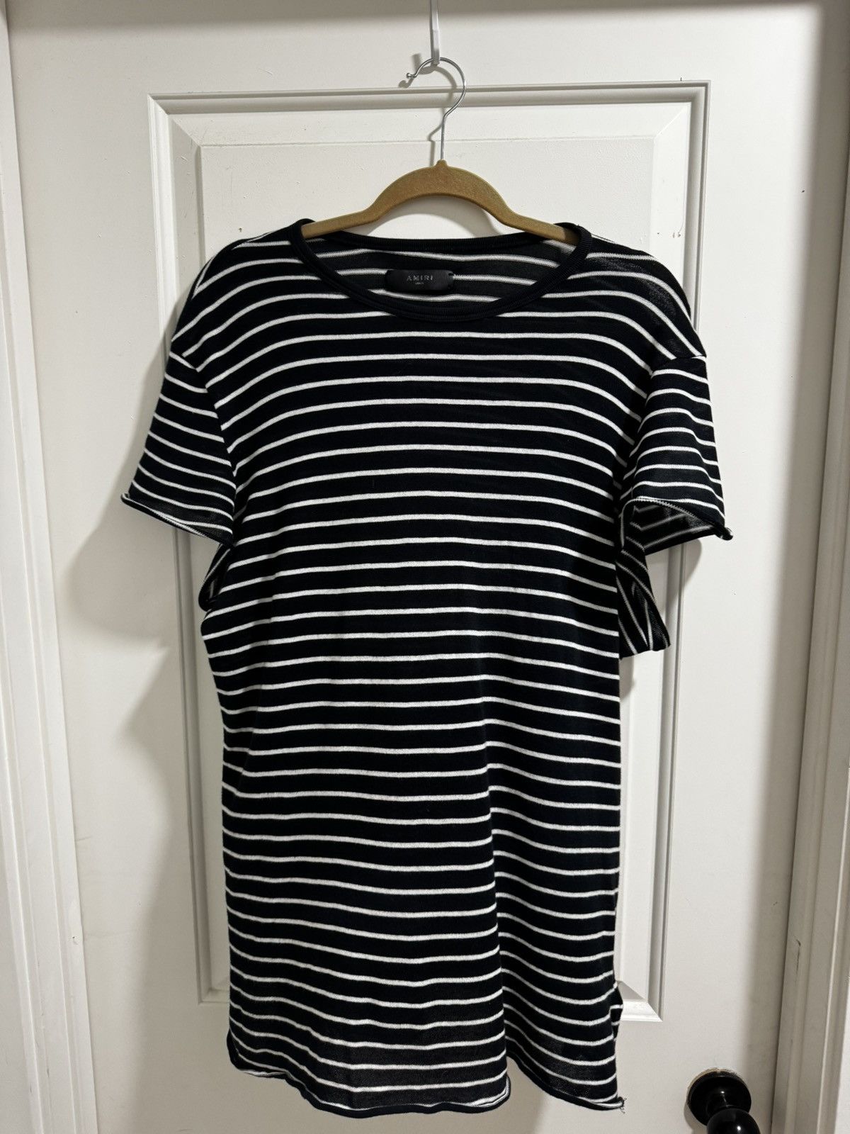 Amiri AMIRI Black/White Stripe Cashmere Tee — Large Size US L / EU 52-54 / 3 - 9 Thumbnail