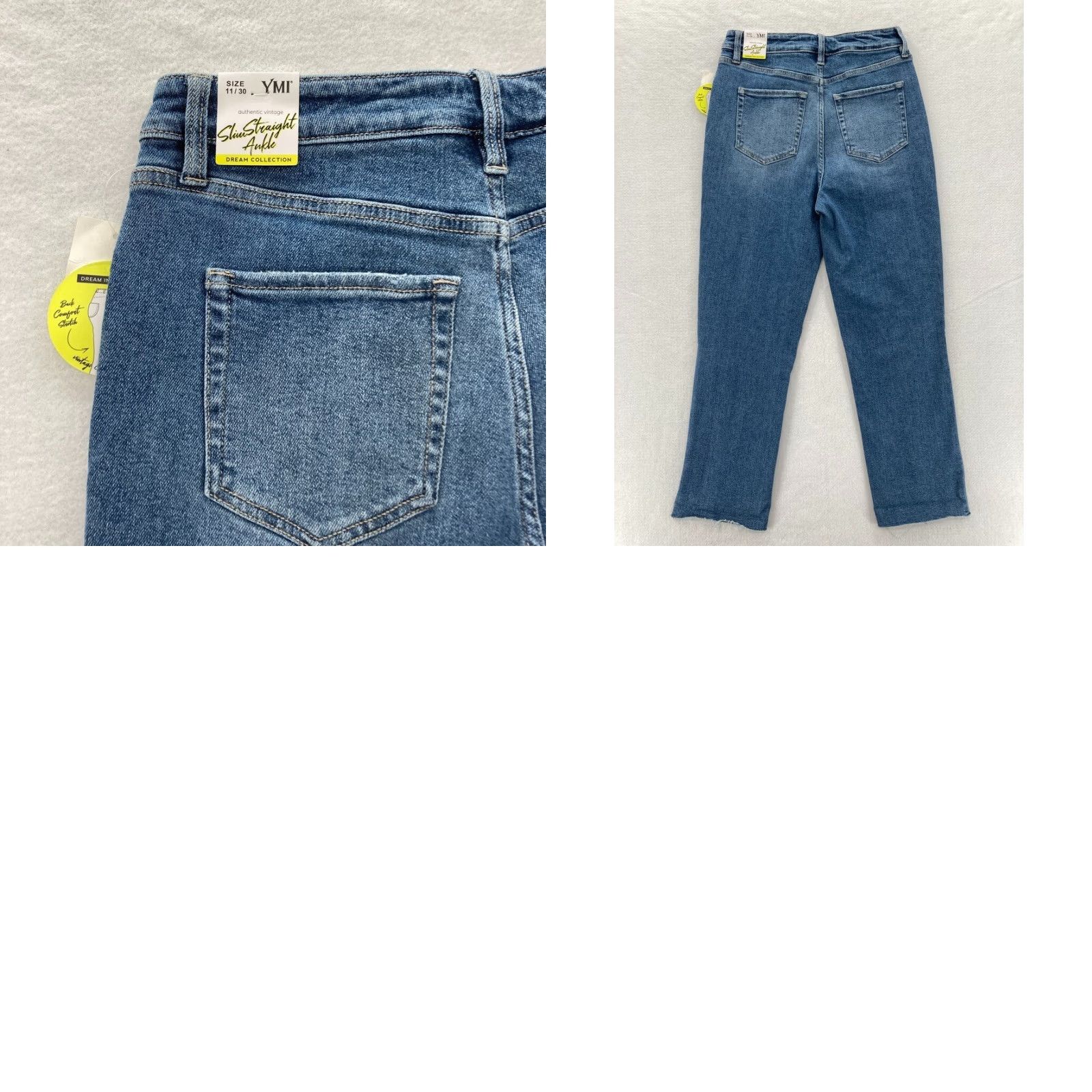 Vintage YMI Jeans Dream Collection Women's 11/30 Slim Straight Ankle Medium Wash Blue Jeans Size 32" / US 10 / IT 46 - 9 Thumbnail