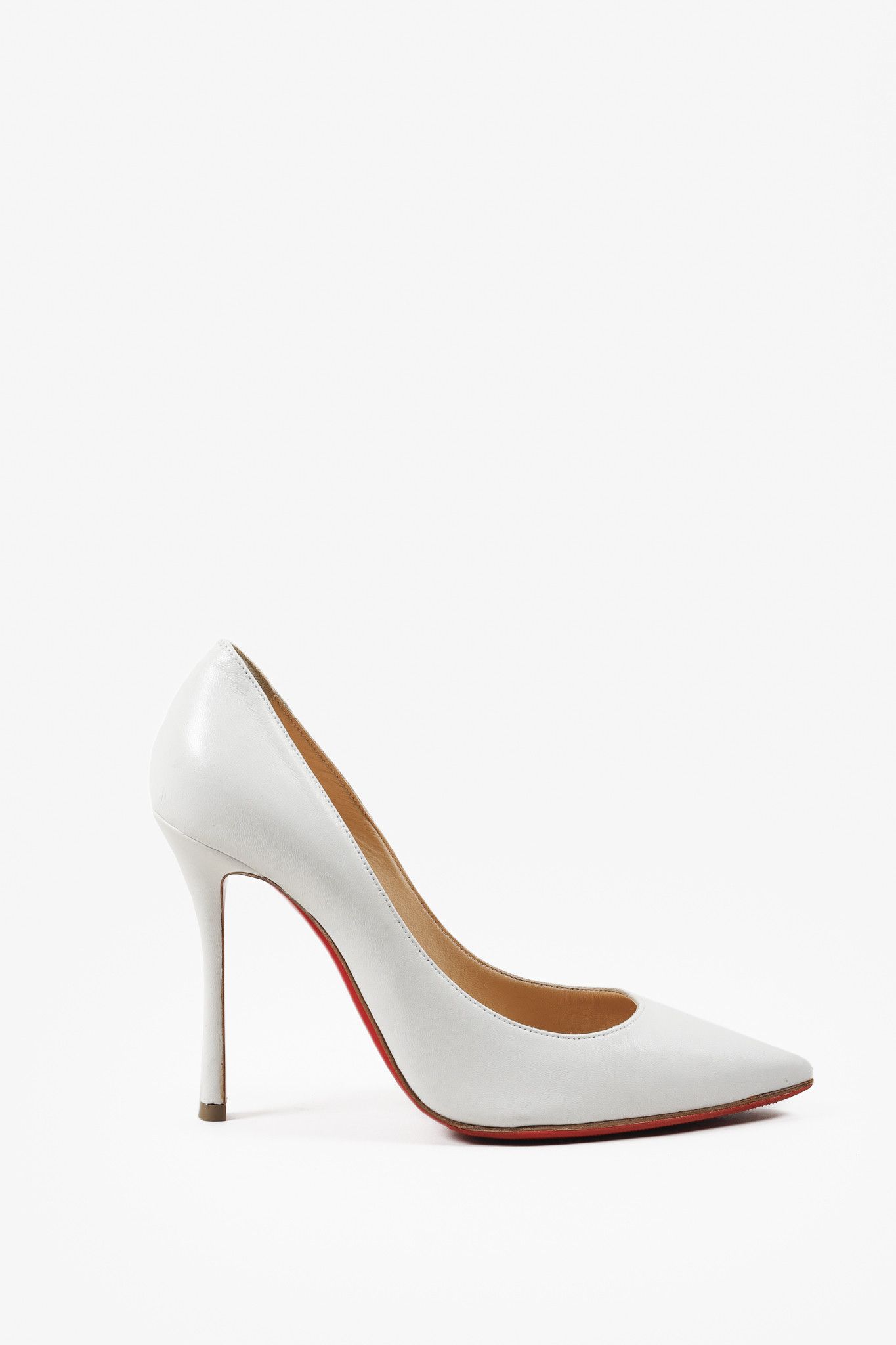 Christian Louboutin White Nappa Leather Kate 100 Pumps