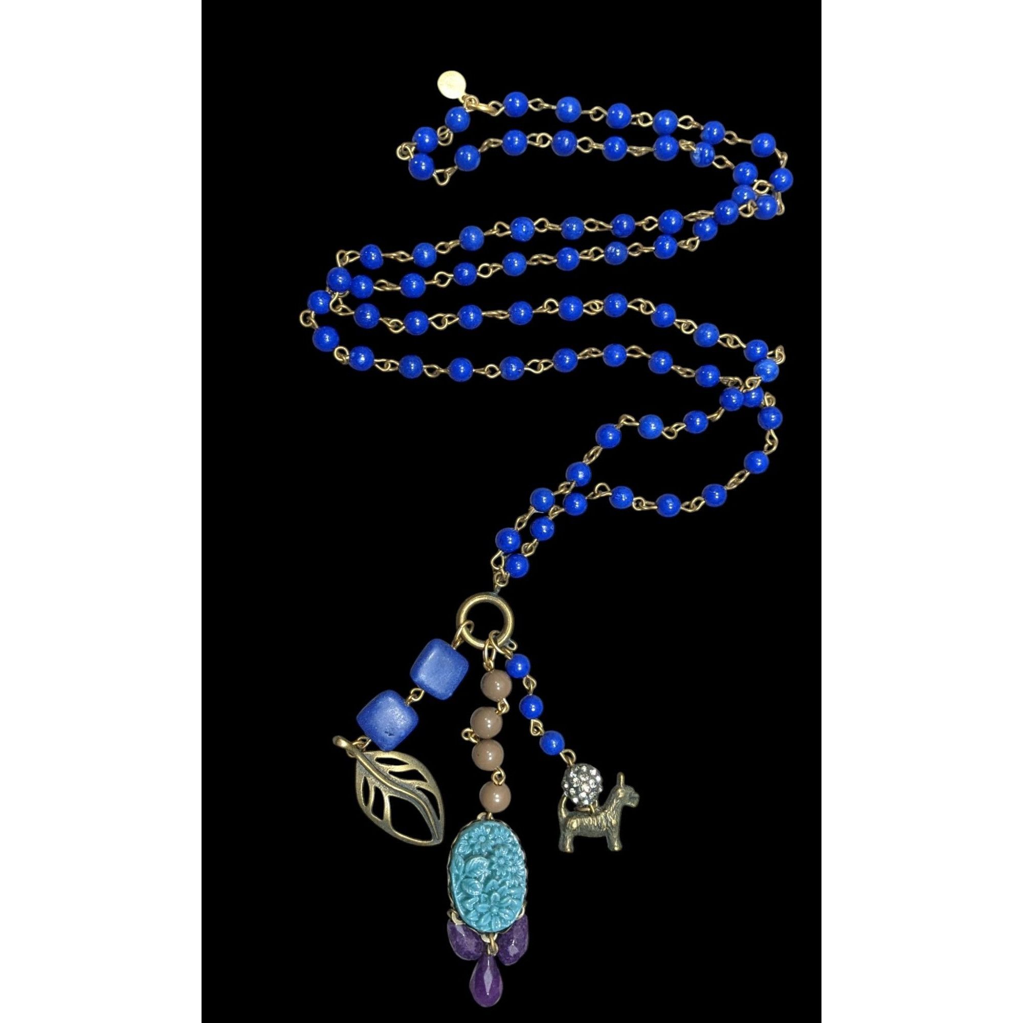 Other Vintage David Aubrey Blue Tassel Charm Necklace Size ONE SIZE - 1 Thumbnail