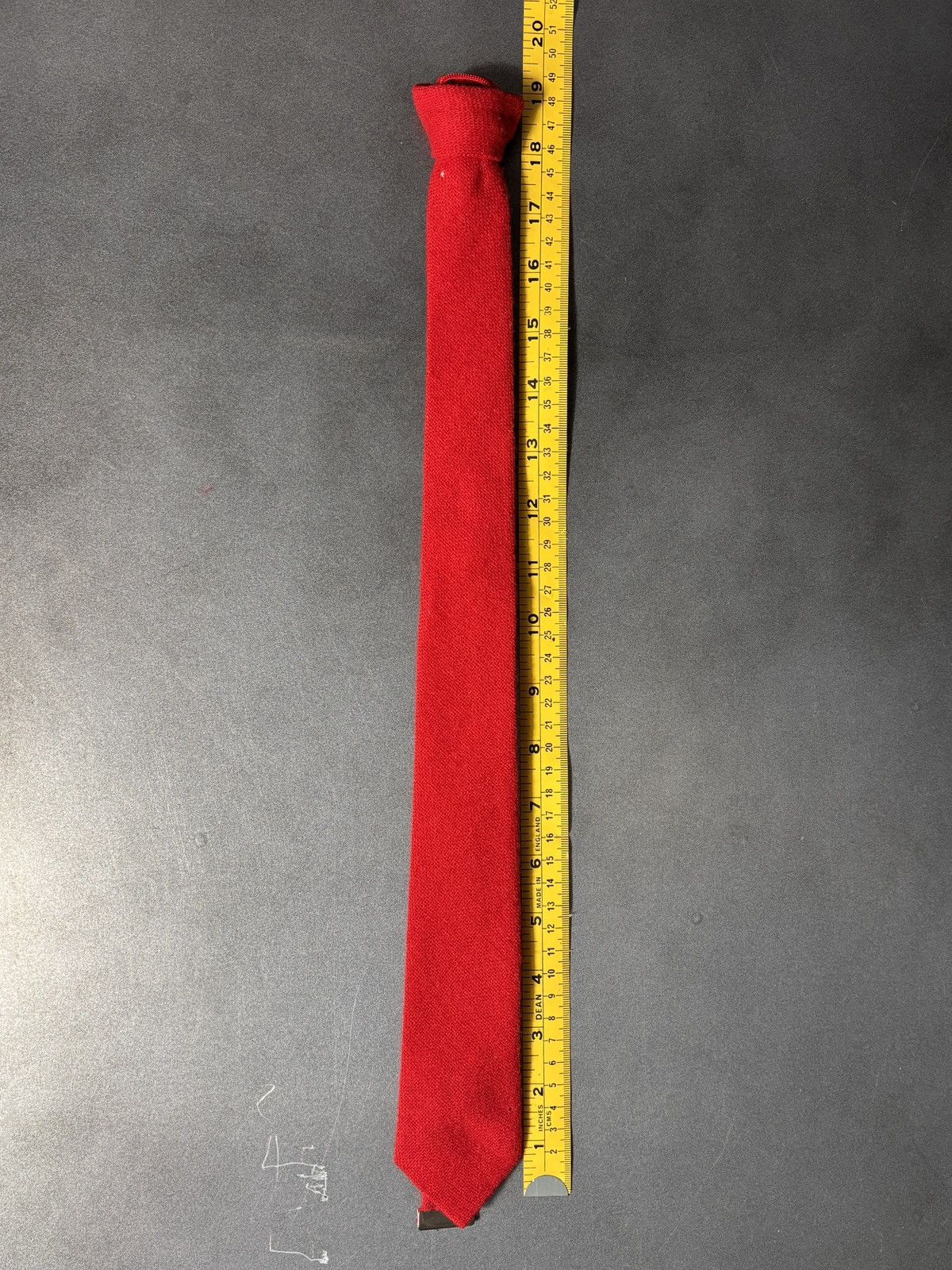 Vintage Vintage Pre-Tied Necktie Zipper Skinny Lambswool Red Wool 90 Size ONE SIZE - 12 Thumbnail