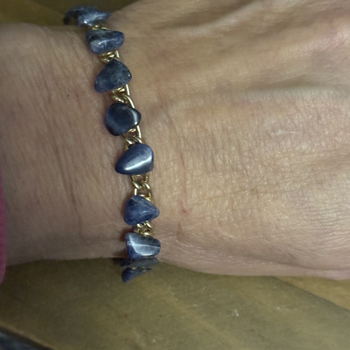 Vintage Vintage gold tone Sodalite link chain bracelet Size ONE SIZE - 3 Thumbnail