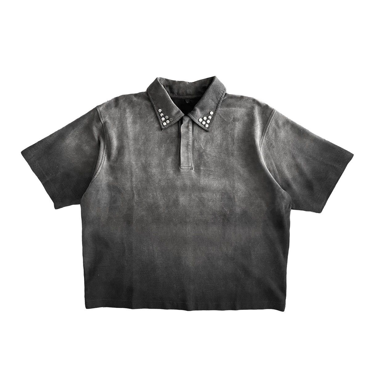 image of Designer Collett, Studded Ombré Polo in Vintage Black, Men's (Size Small)