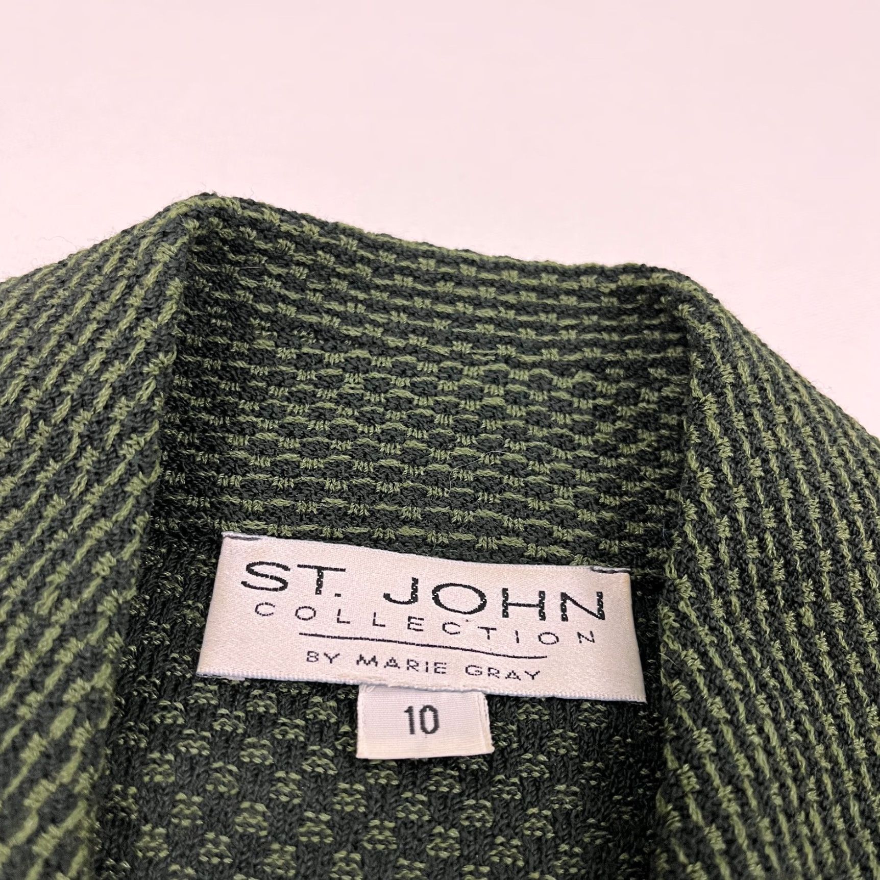 St. John VINTAGE St. John Blazer Womens 10 Double-Breasted Wool Knit Solid Green Notch Lapel Suit Jacket/Blazer Womens Size 10 Size L / US 10 / IT 46 - 2 Thumbnail