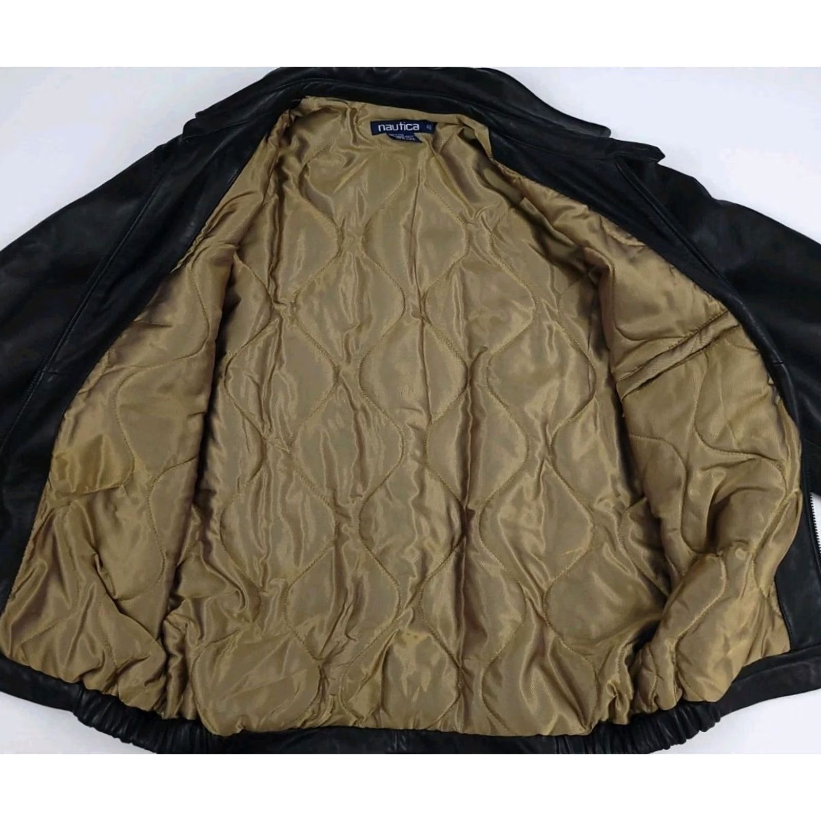 Nautica VINTAGE Nautica Leather Jacket Black Lined 90s USA Sz 40 Mens Jacket Size US XXS / EU 40 - 4 Thumbnail