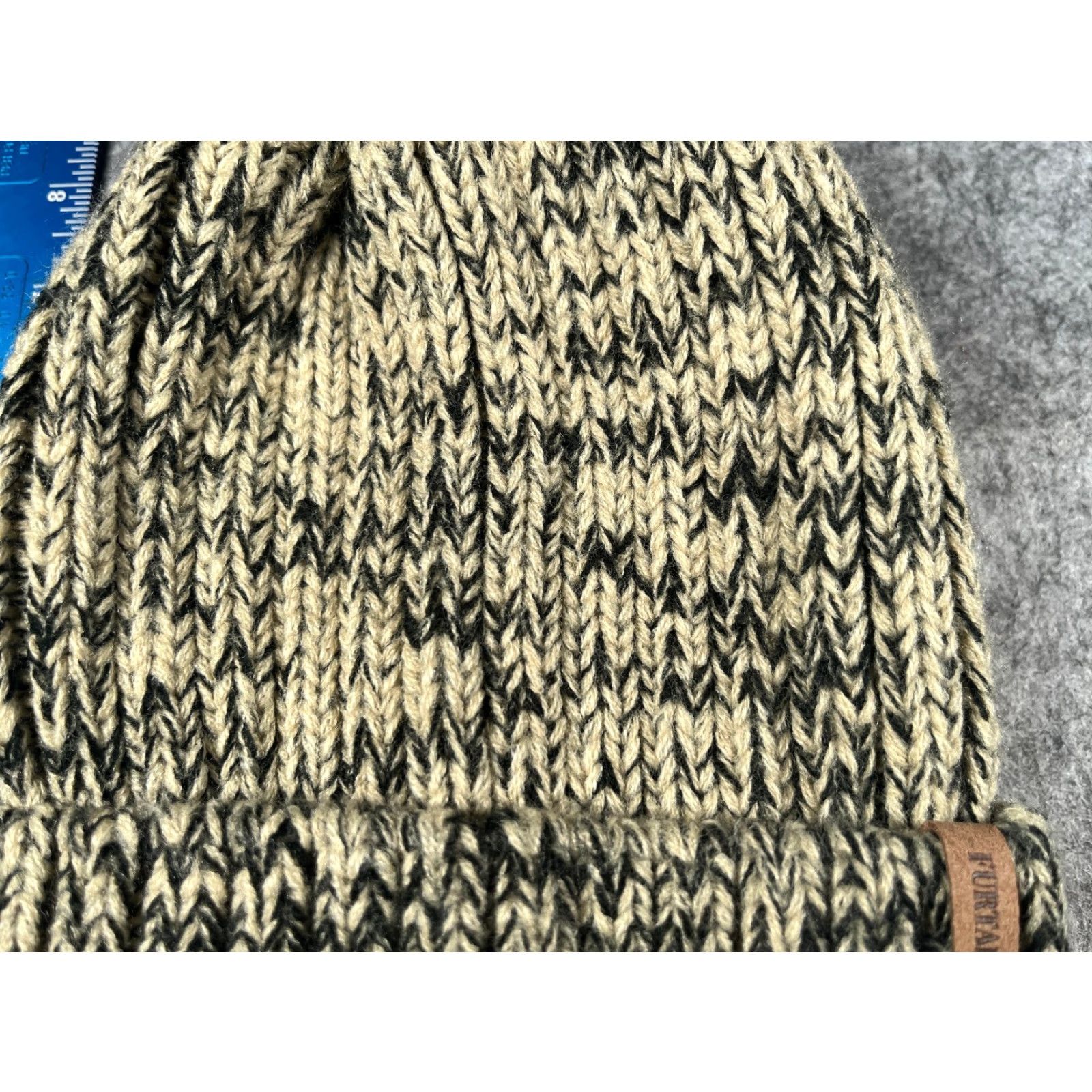 Vintage Furtalk Beanie Hat Adult One Size Beige Black Knit Acrylic Polyester Lined Cuffed Logo Ski Knit Size ONE SIZE - 3 Thumbnail