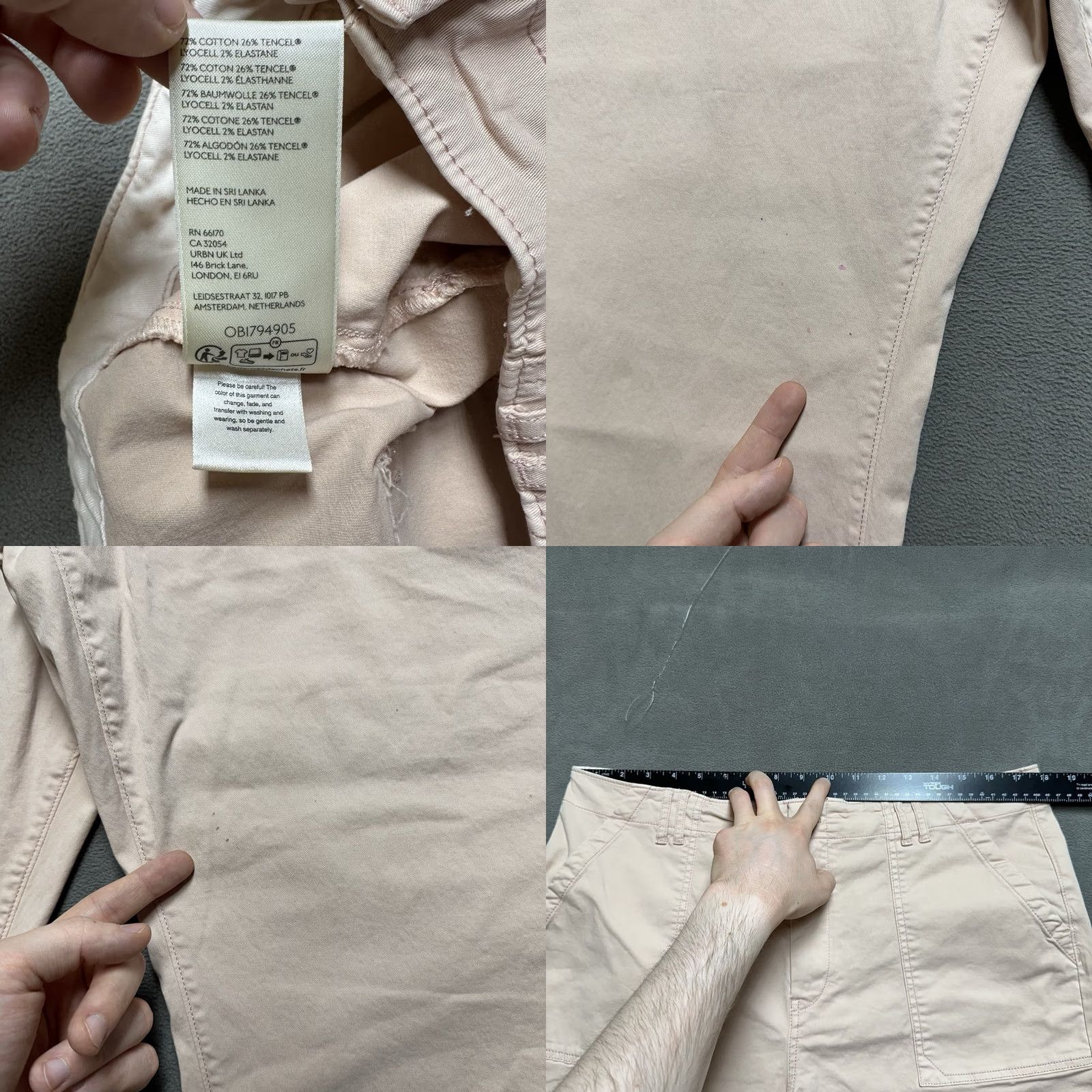 Vintage Pilcro Pants Womens 33 Light Pink Utility Pocket Cuffed Cropped Size 24" / US 00 / IT 34 - 8 Thumbnail