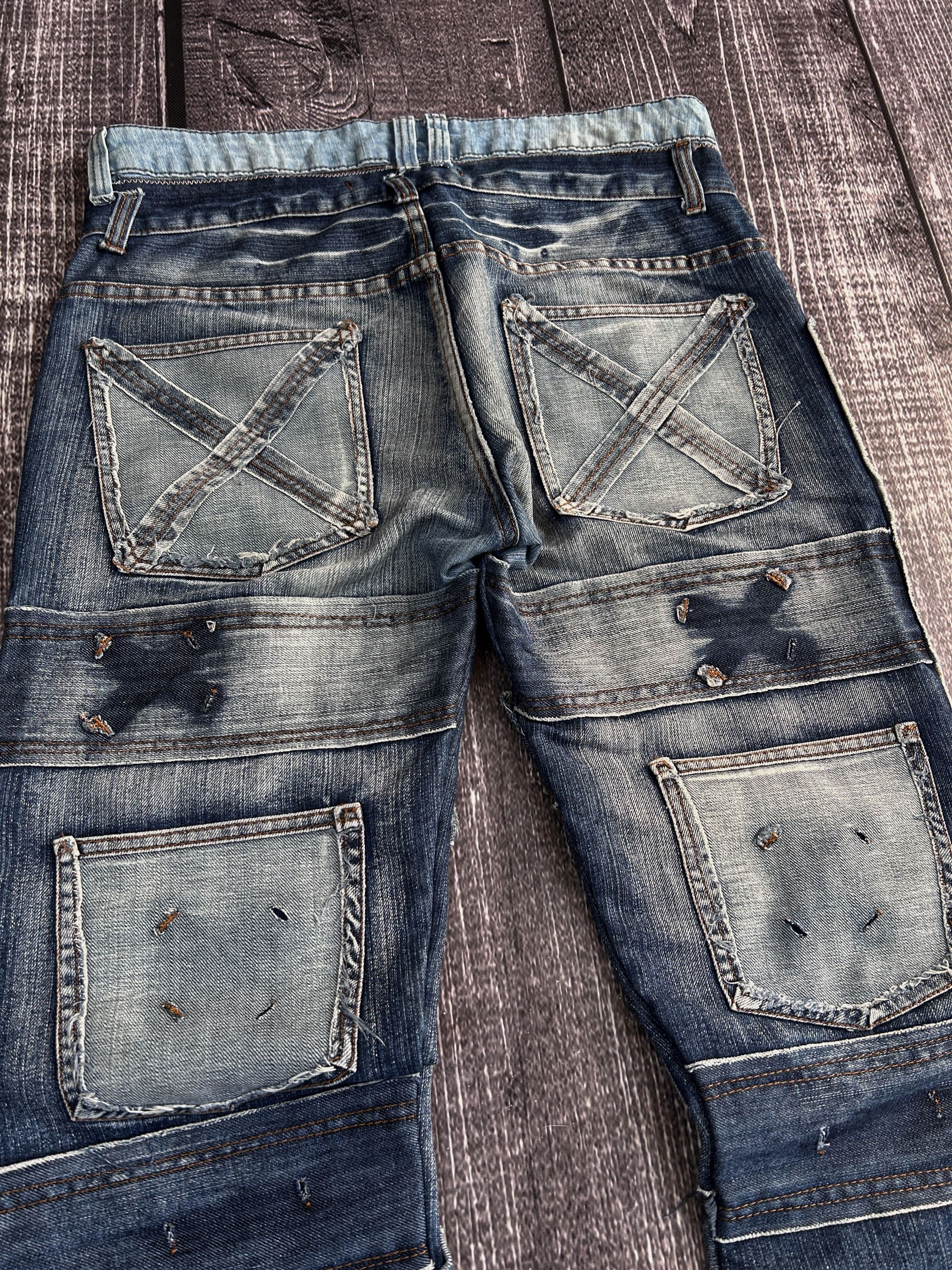 Japanese Brand Vintage Patchwork Distressed Denim Jeans Y2K Grunge Style Size US 34 / EU 50 - 6 Thumbnail