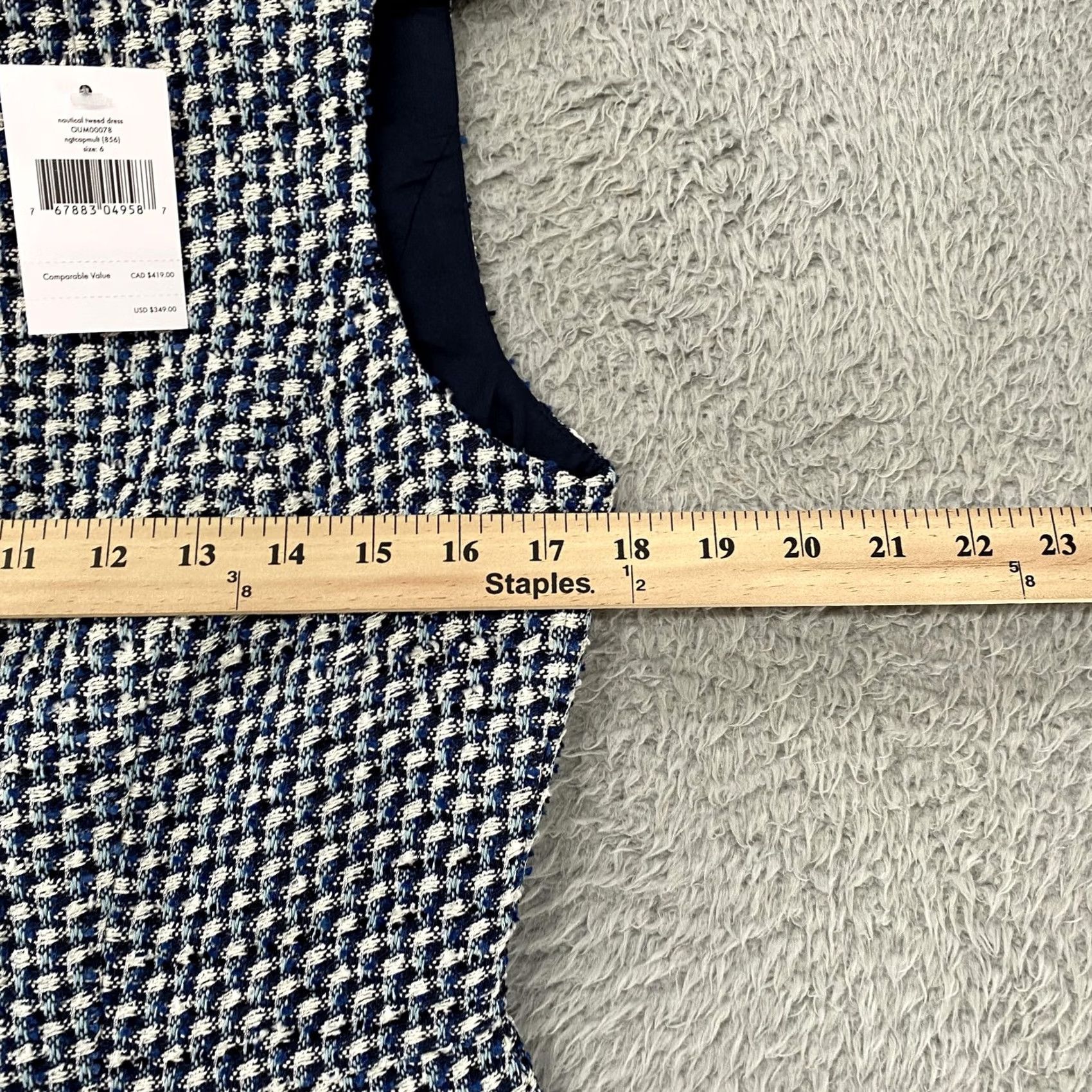 Vintage kate spade new york Dress Womens 6 Blue Nautical Tweed Fit Flare Sleeveless Size M / US 6-8 / IT 42-44 - 7 Thumbnail