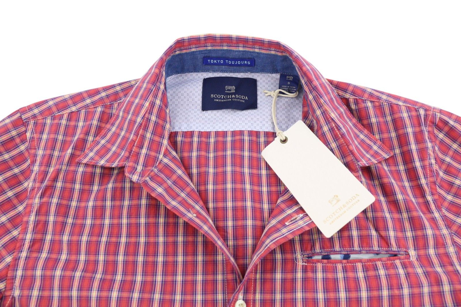 Scotch & Soda S Red Plaid Button-Up Spread Shirt 89048 Size US S / EU 44-46 / 1 - 5 Thumbnail
