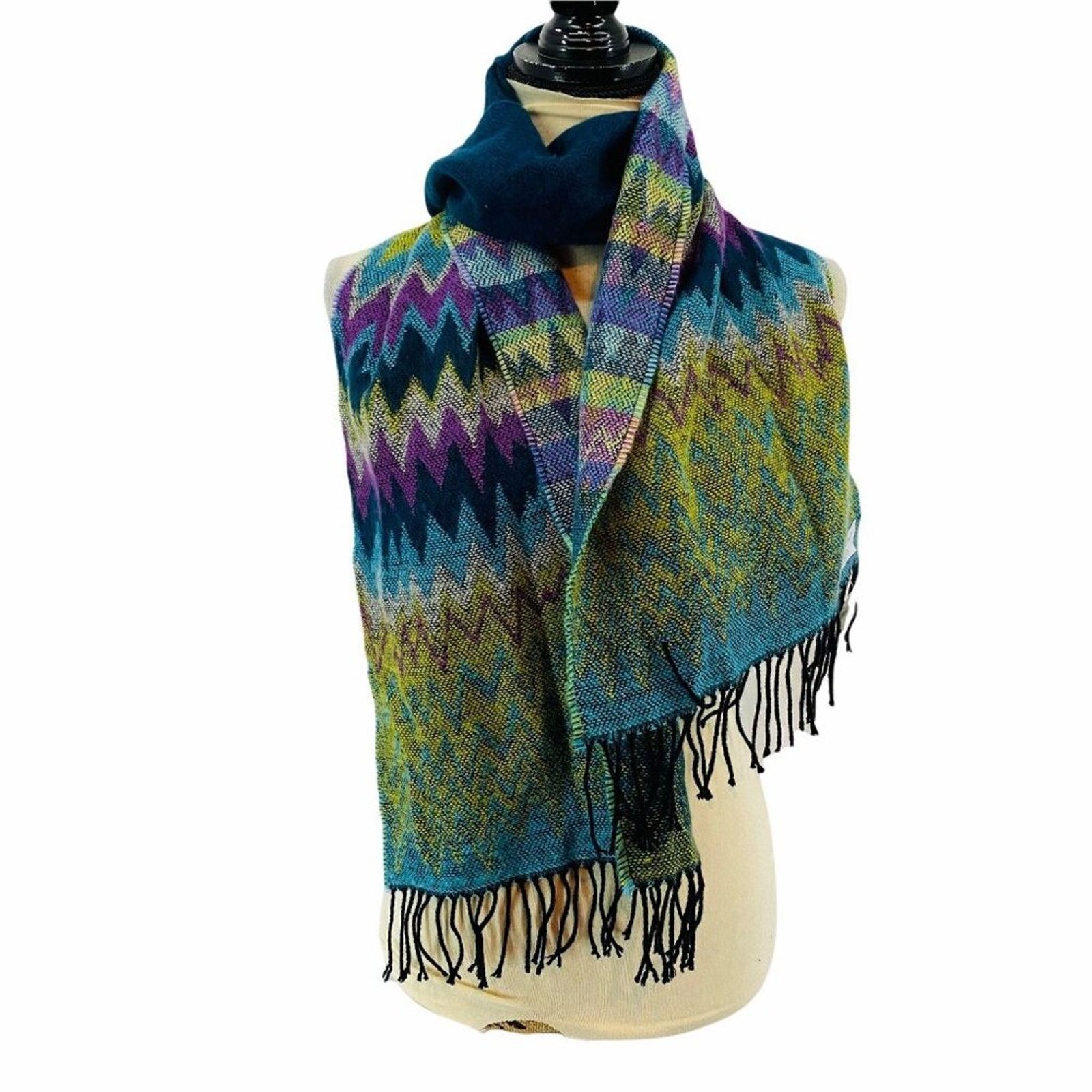 Croft & Barrow Croft & Barrow Colorful Chevron Scarf Fringe OFSM Size ONE SIZE - 2 Thumbnail