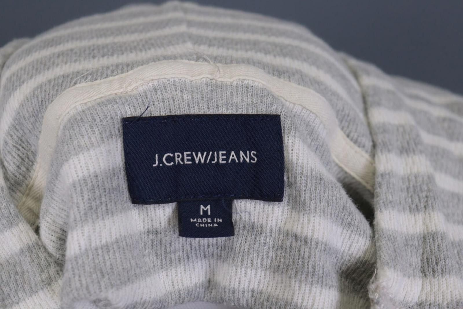J.Crew J.Crew Gray Striped Henley Knit Hooded Sweater Size M Size US M / EU 48-50 / 2 - 11 Thumbnail