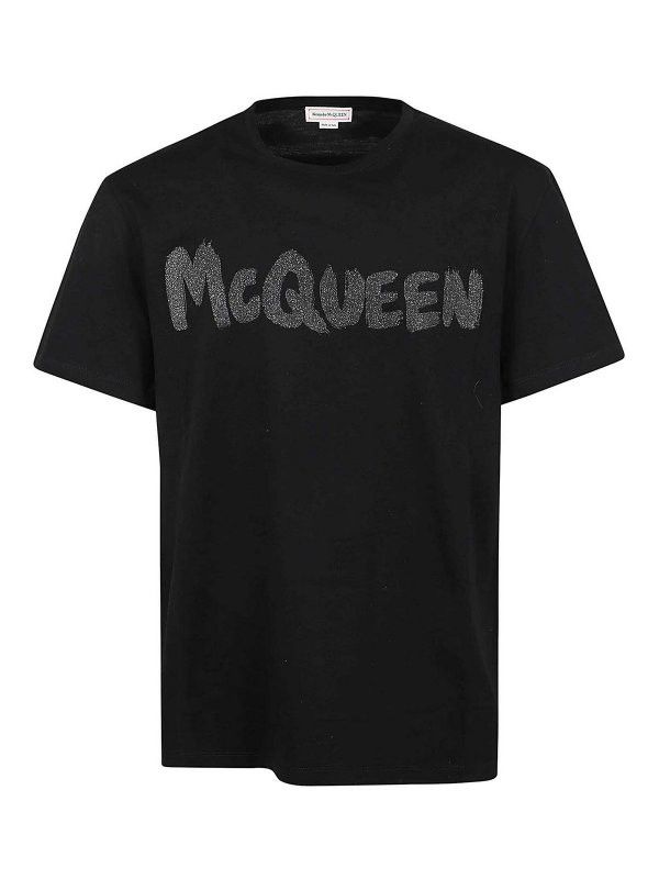 Alexander McQueen o1srvl11e0226 Graffiti Print T-Shirt In Black Size US XL / EU 56 / 4 - 1 Thumbnail