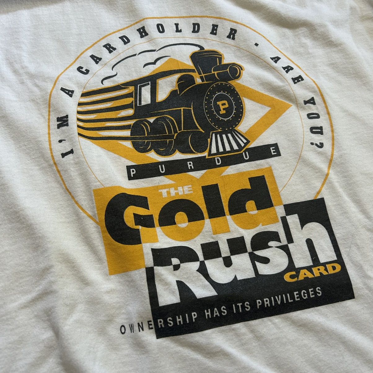 Vintage 90s Purdue Gold Rush card slubby single stitch souvenir tee Size US XL / EU 56 / 4 - 3 Thumbnail