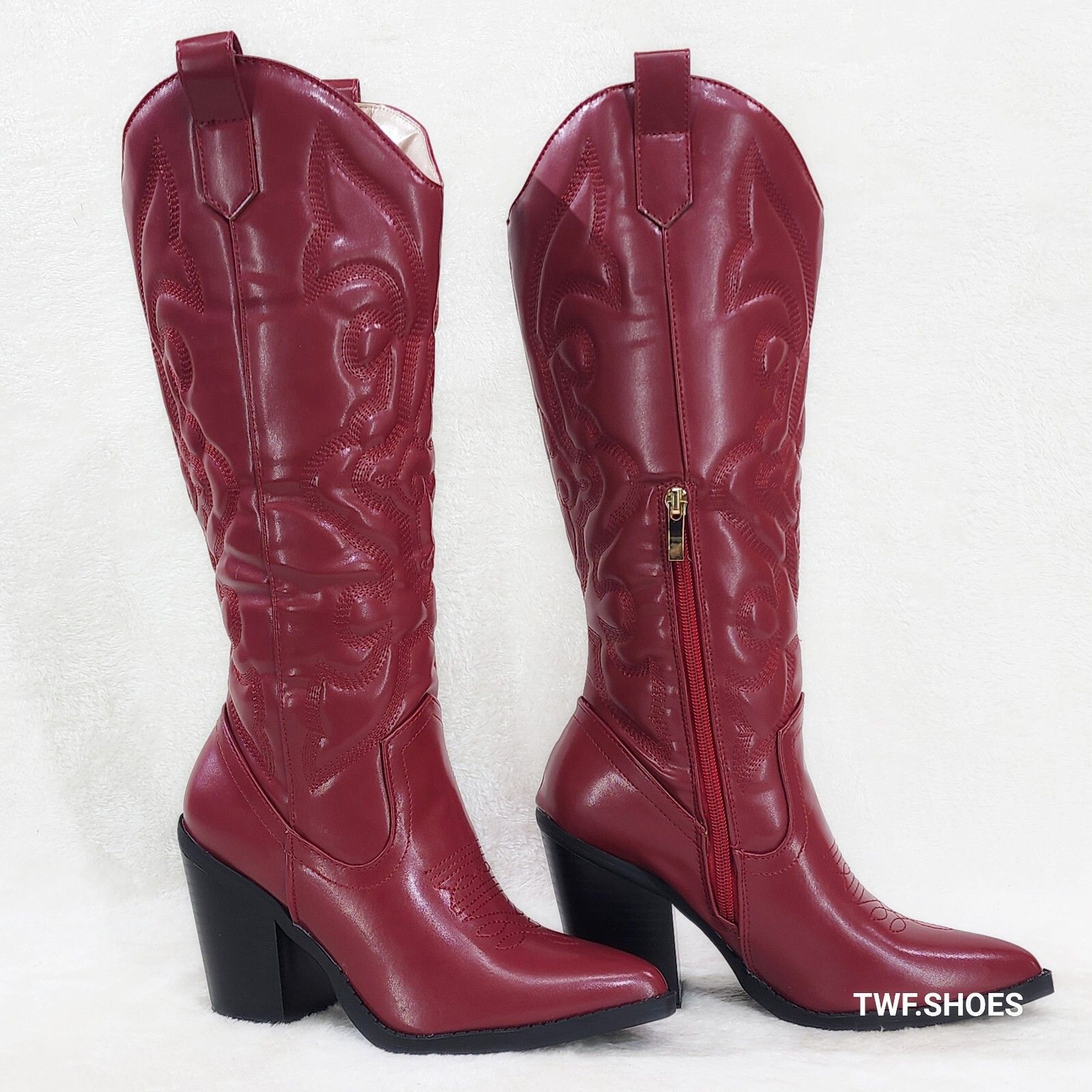 Other Electric Cowboy Burgundy Matte Western Knee High Cowgirl Boo Size US 8.5 / IT 38.5 - 4 Thumbnail