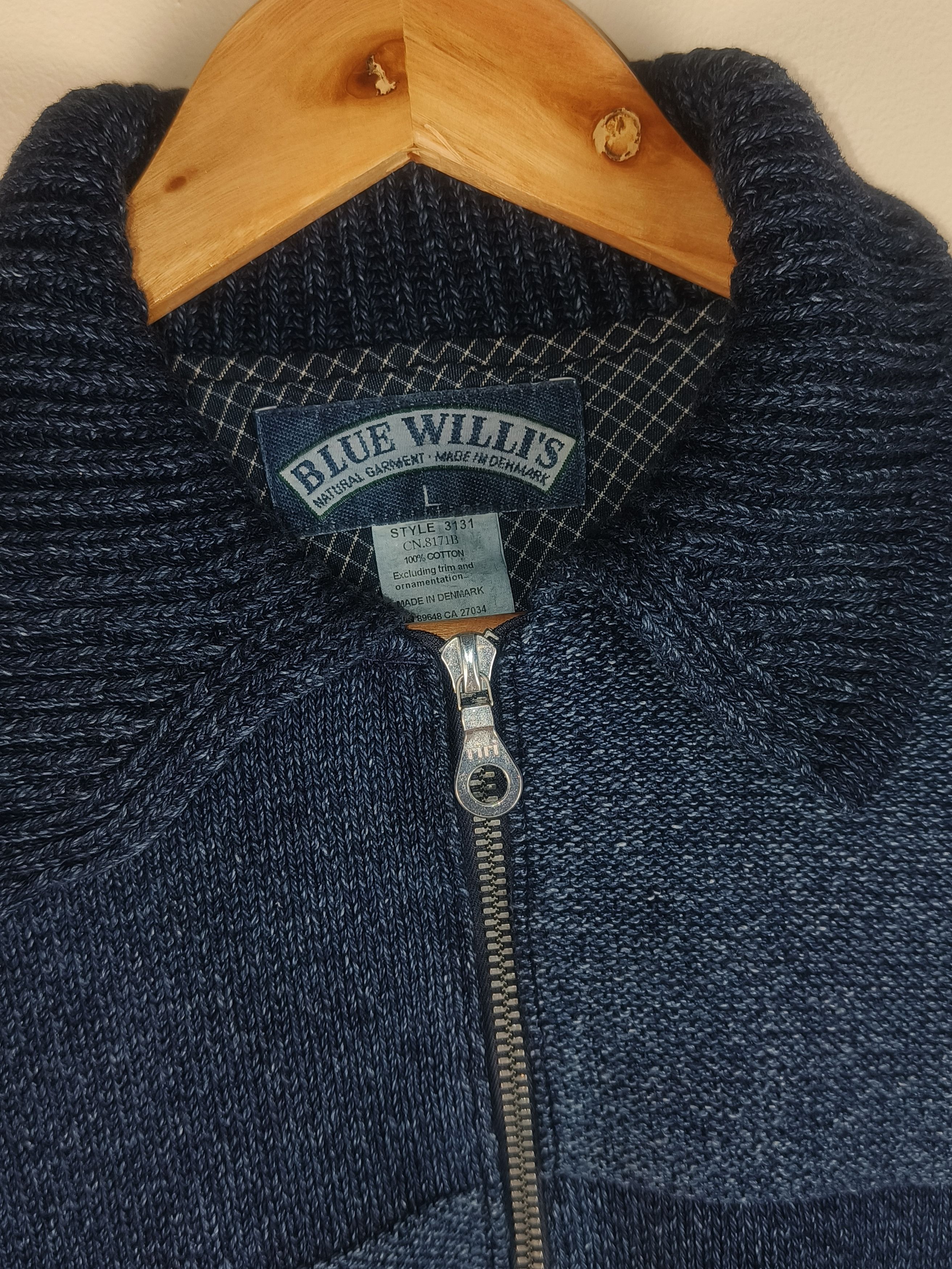 Vintage Blue Willi's Quarter-Zip Sweater Cotton Knit Pullover Size US L / EU 52-54 / 3 - 2 Thumbnail
