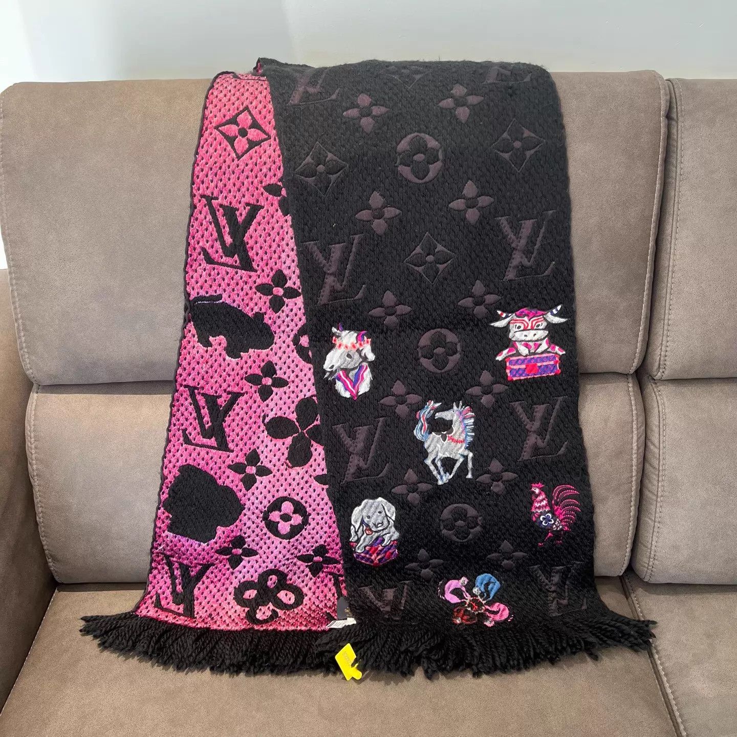 Louis Vuitton LV Zodiac Ltd. Wool Scarf Black-Purple Monogram Size ONE SIZE - 1 Thumbnail