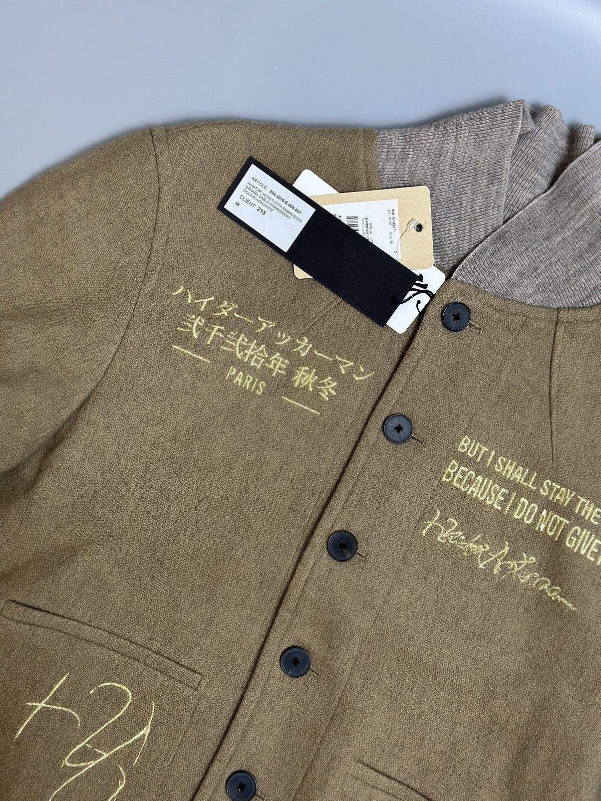 Haider Ackermann NWT Haider Ackermann Beige Embroidered Aviator Bomber Jacket Size US M / EU 48-50 / 2 - 5 Thumbnail