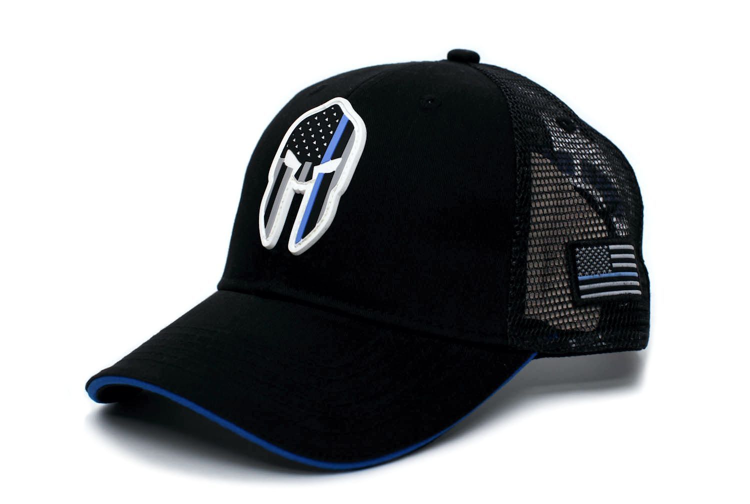 Other Thin Blue Line PVC Spartan Skull Hat Truckers Cap Black Size ONE SIZE - 2 Thumbnail