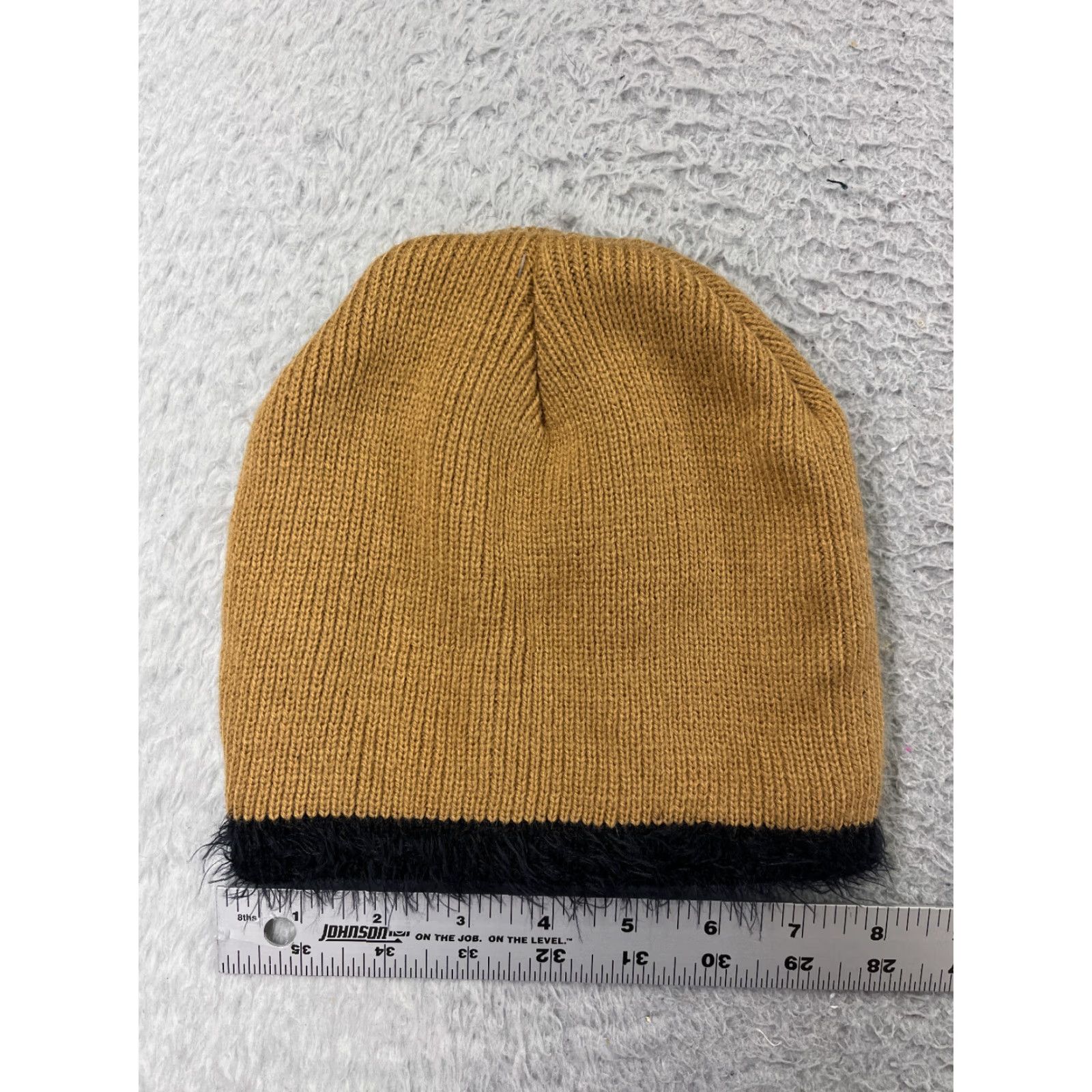 Vintage VINTAGE Beanie Toque Adult Large Yellow Black Trim Knit Acrylic Nylon Lined Ski Winter Blue Hat Mens Beanie Size ONE SIZE - 2 Thumbnail