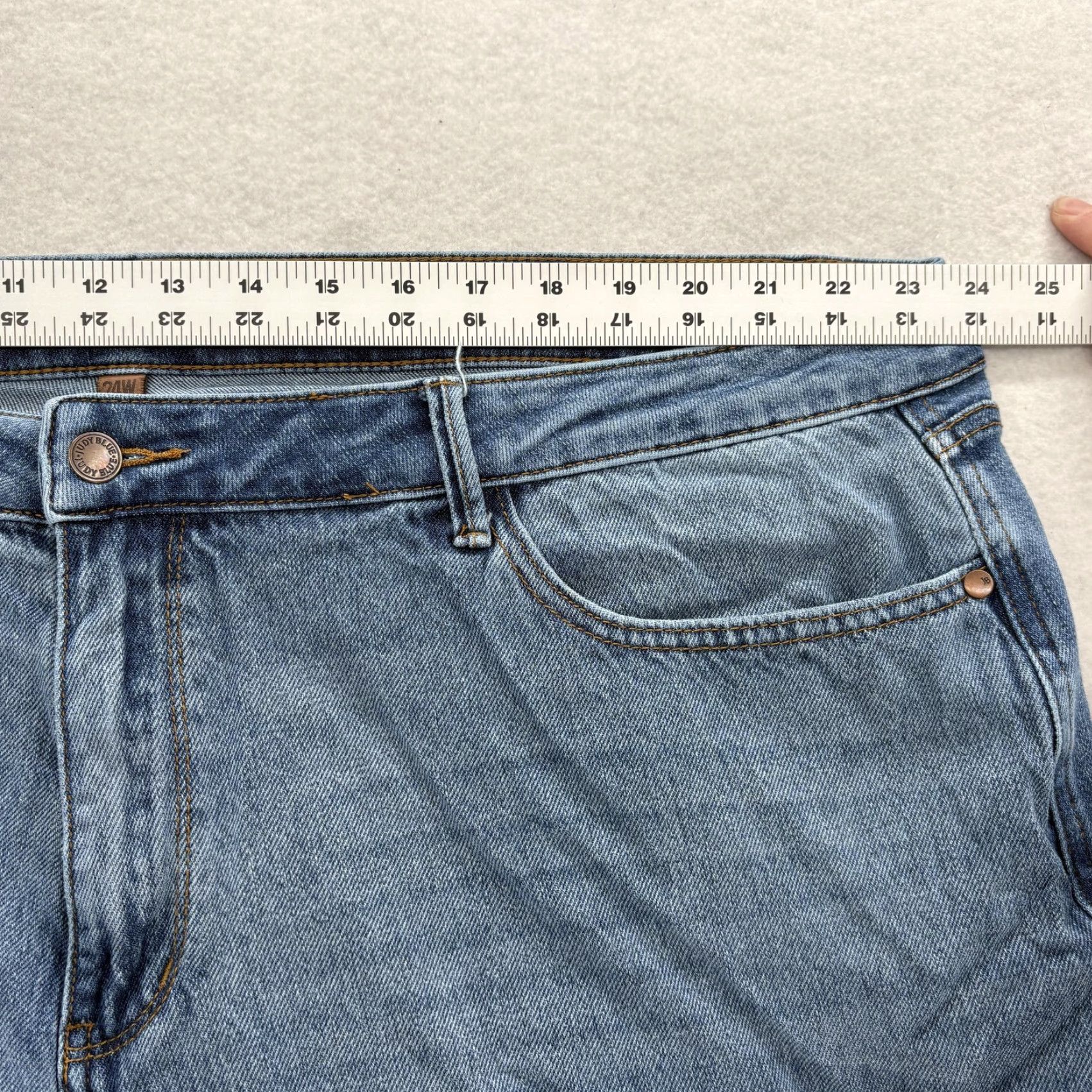 Denime Judy Blue Jeans 24W Boyfriend Fit Ankle Distressed Hem Blue Denim Preppy Womens Size 42" / US 20 - 6 Thumbnail