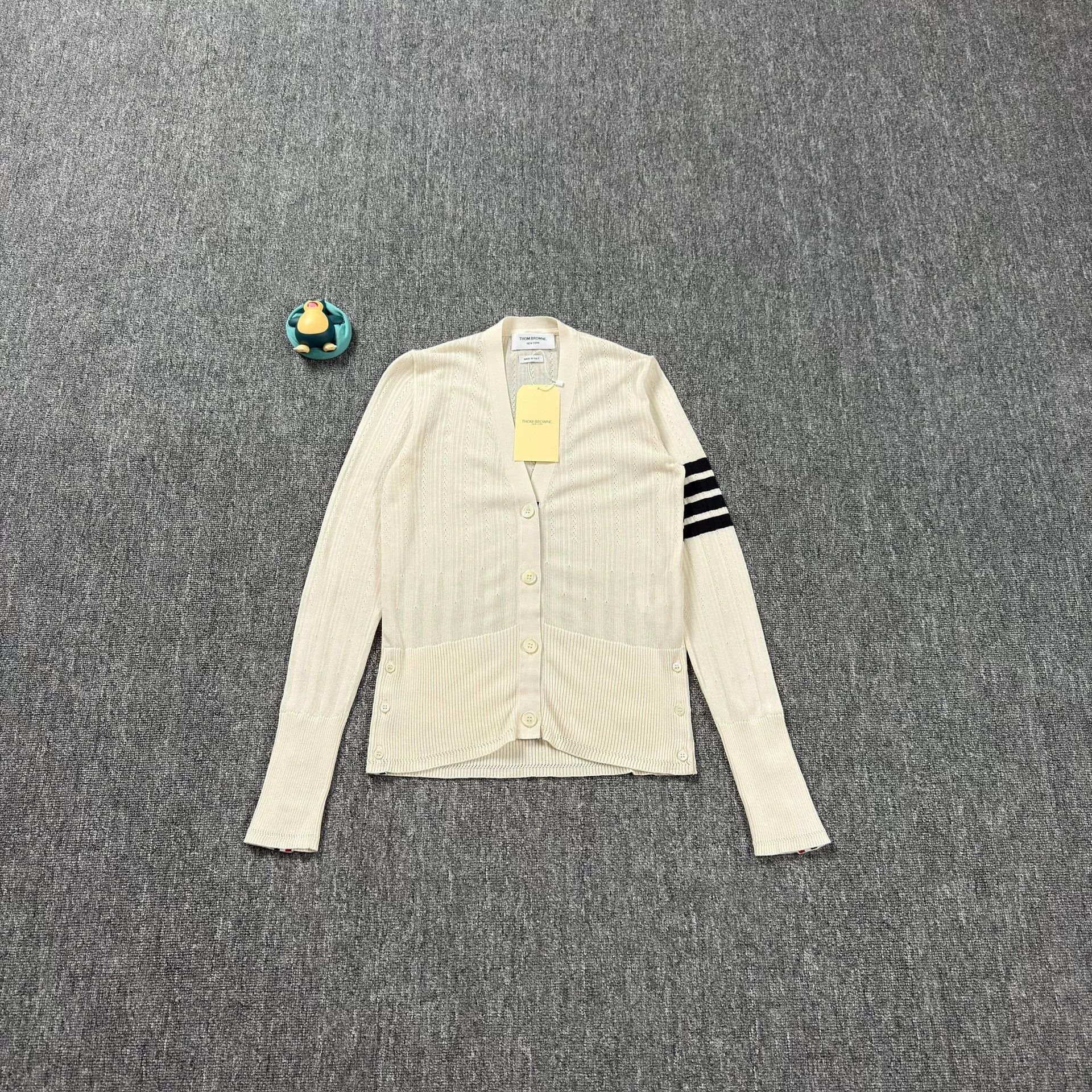 Thom Browne Thom Browne White Stripe Knit Cardigan Size US M / EU 48-50 / 2 - 1 Thumbnail