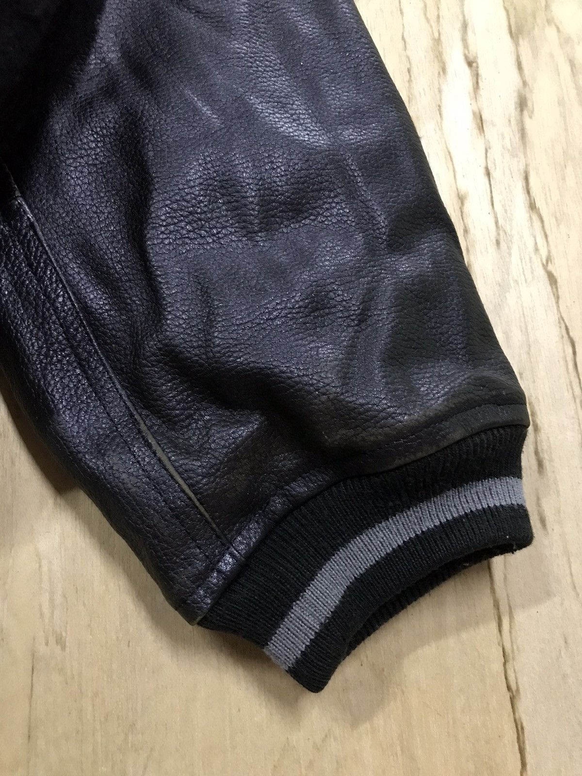 Issey Miyake Vintage 80’s Issey Miyake Leather Sleeve Varsity Jackets Size US M / EU 48-50 / 2 - 11 Thumbnail