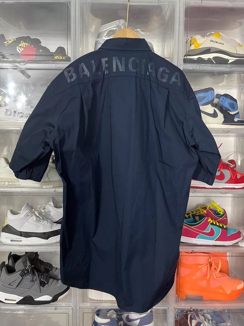 Balenciaga Balenciaga size 39 Blue short sleeve shirt with logo print Size US XS / EU 42 / 0 - 2 Thumbnail