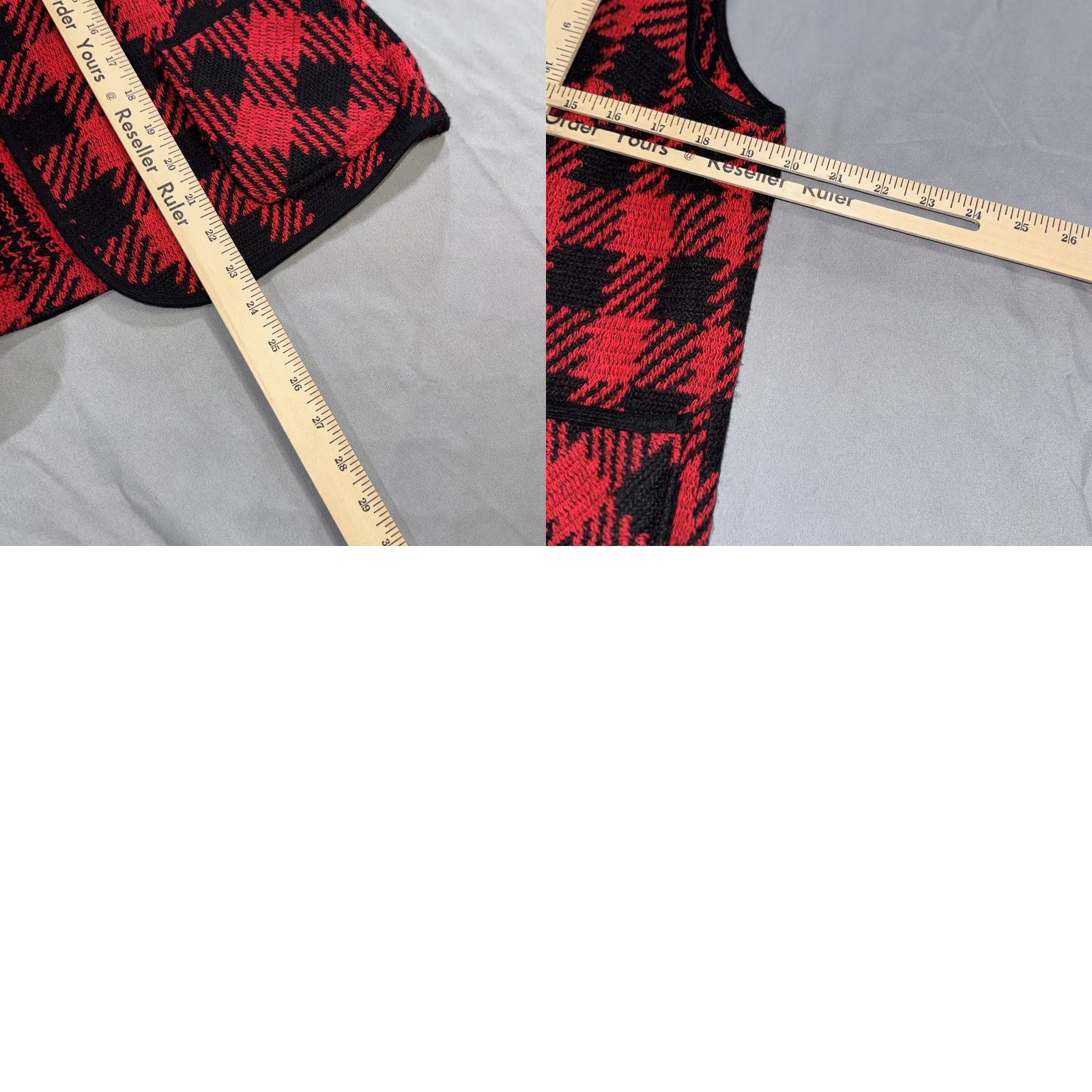 Vintage VINTAGE Marty Gutmacher Vest Womens 12 Red Black Plaid Knit Open Front USA Size XL / US 12-14 / IT 48-50 - 8 Thumbnail
